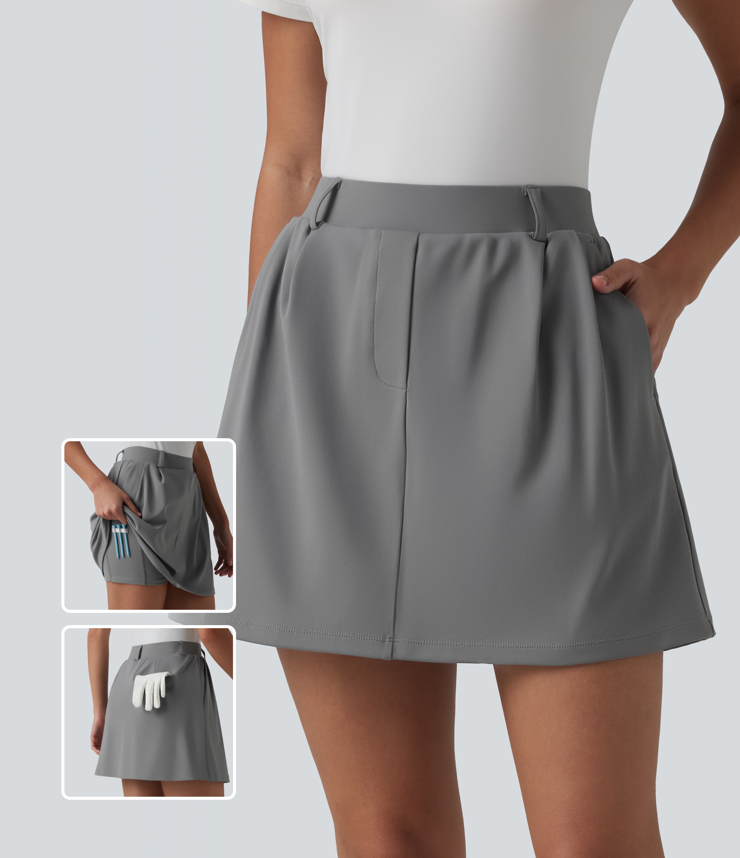 Gull Mid-Rise 2-in-1 A-Linien-Golfrock - mit Taschen für Golf-Tees / 1