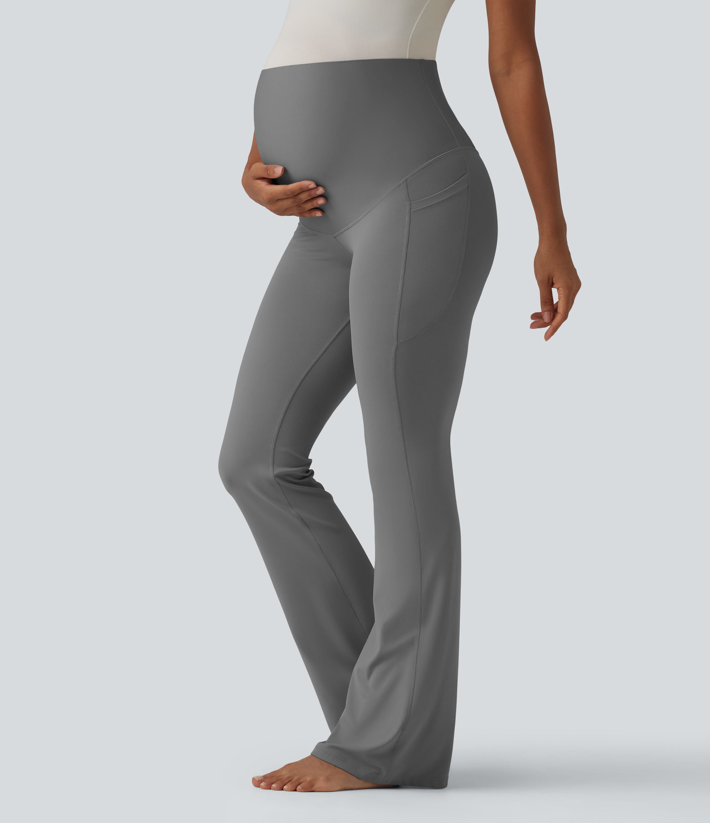 SoftlyZero™ Super High Waisted Flare Yoga Maternity Leggings with Pockets