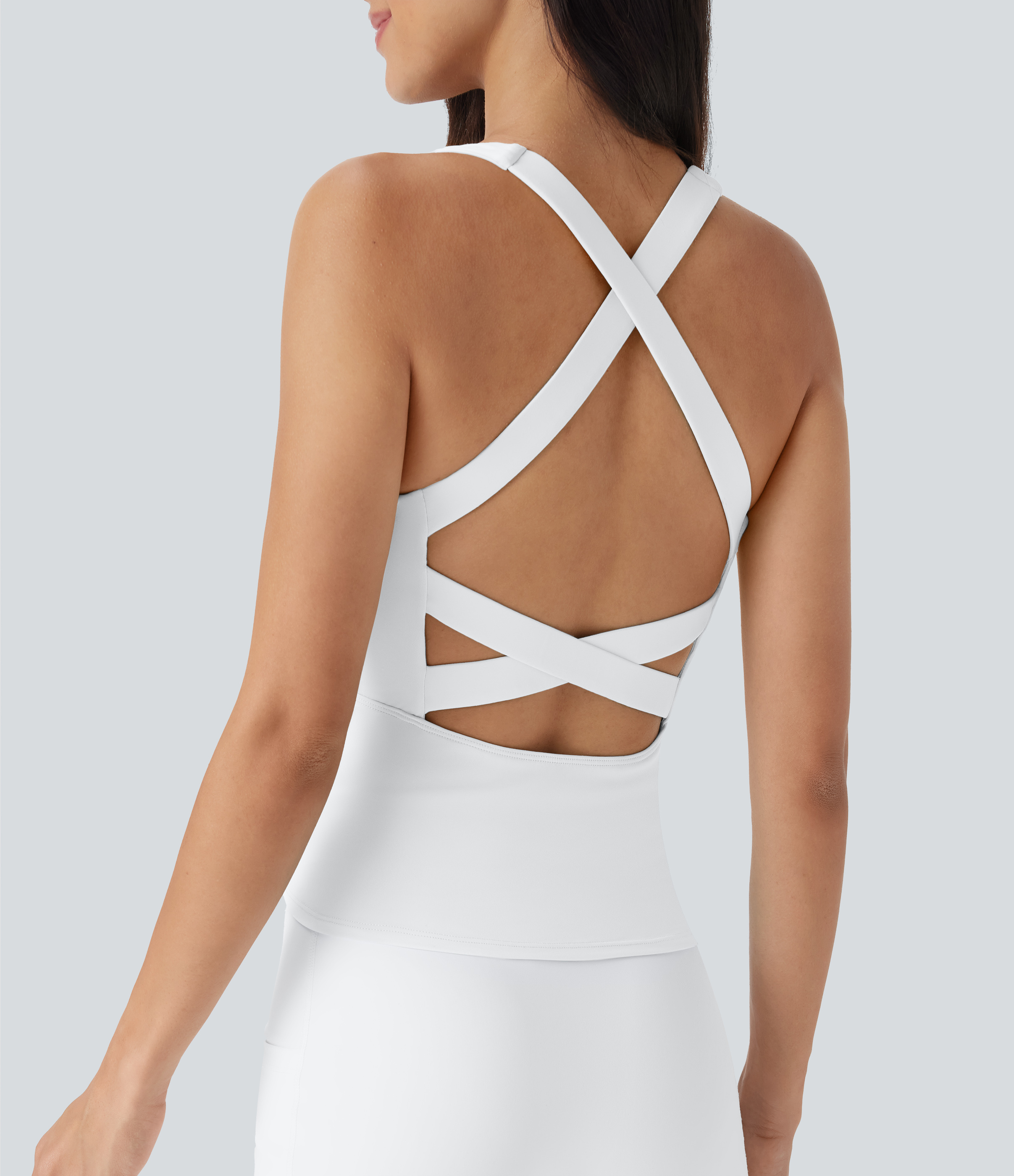 SoftlyZero™ Airy Square Neck Cropped Cool Touch Running Tank Top-Longer Length-UPF50+