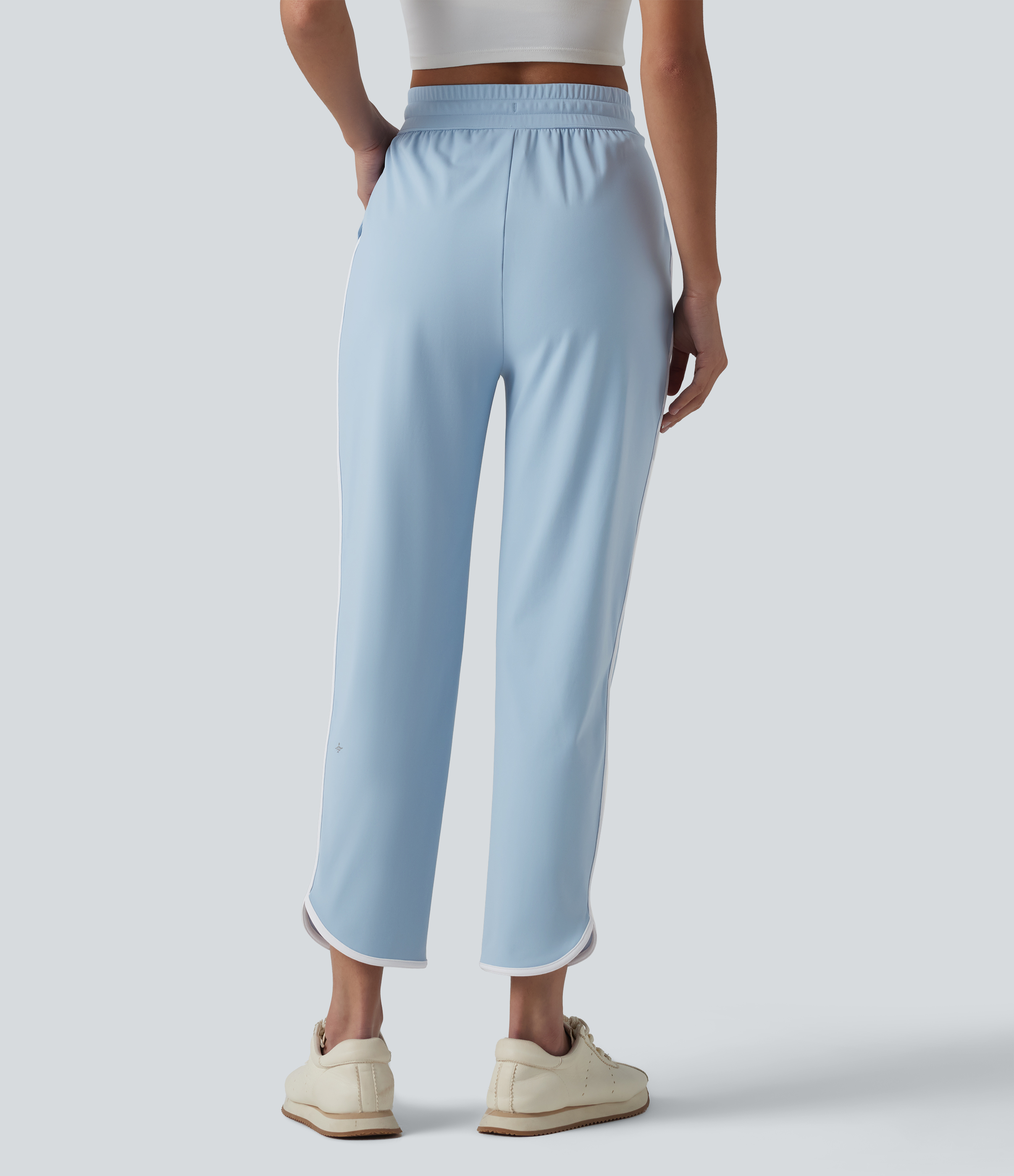 Angel Falls SoftlyZero™ Airy High Waisted Drawstring Contrast Binding Curved Hem InstantCool Yoga Tapered Pants with Pockets-UPF50+ / 2