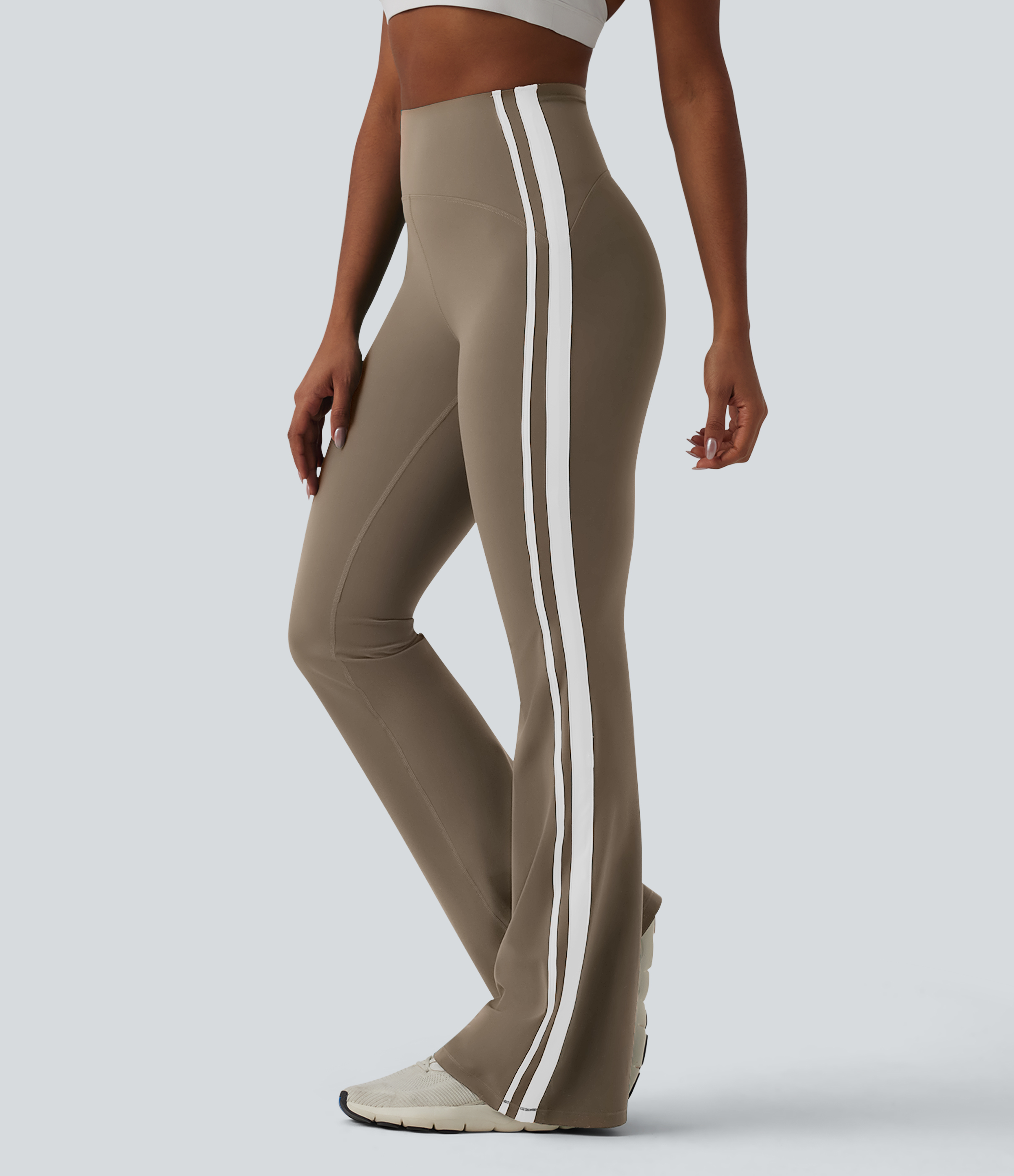 Halara UltraSculpt™ High-waisted Tummy Control Side Stripe Yoga 7/8 Flare Leggings