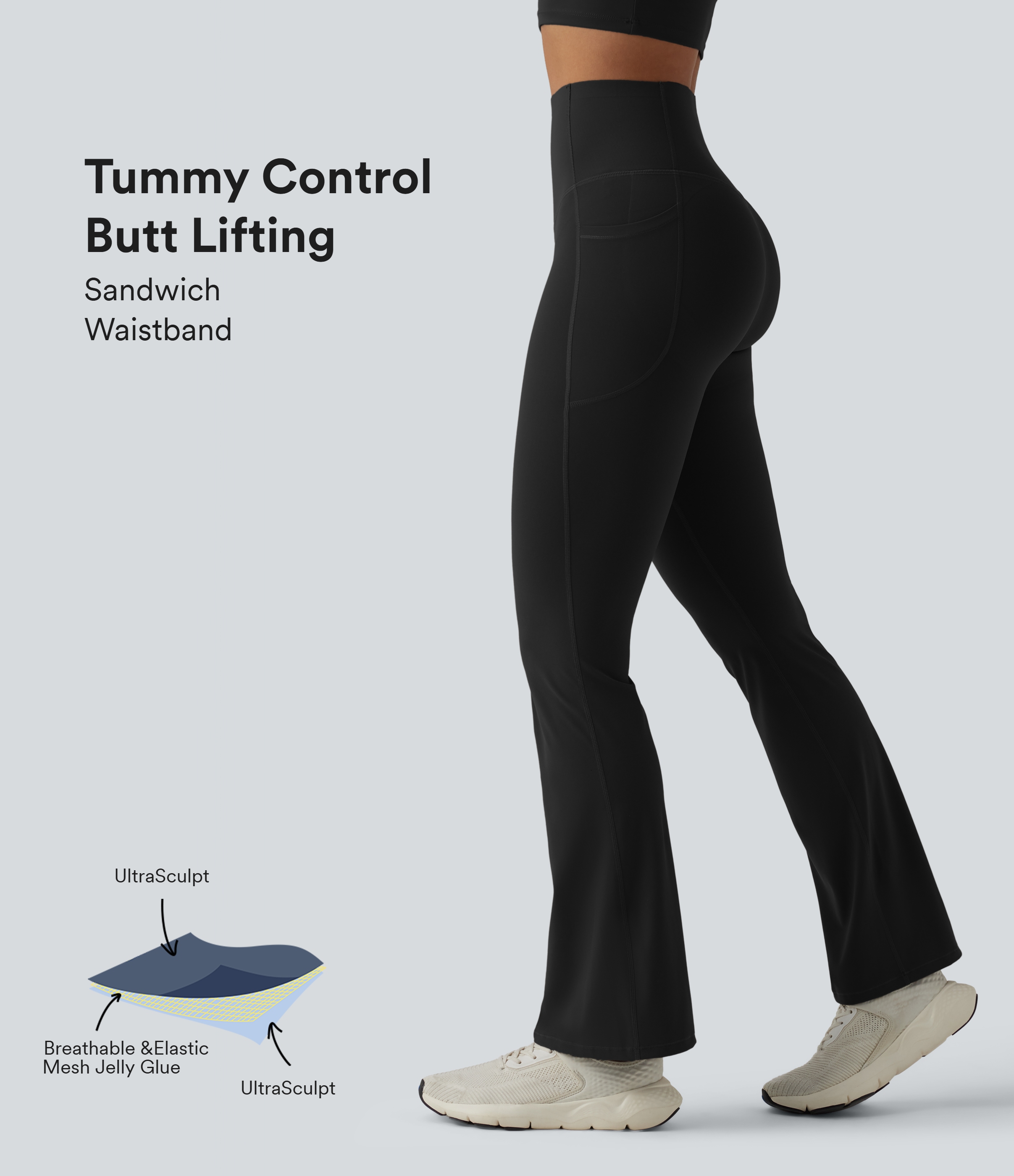 Halara UltraSculpt™ High Waisted Butt Lifting Tummy Control Bootcut Yoga Leggings with Pockets