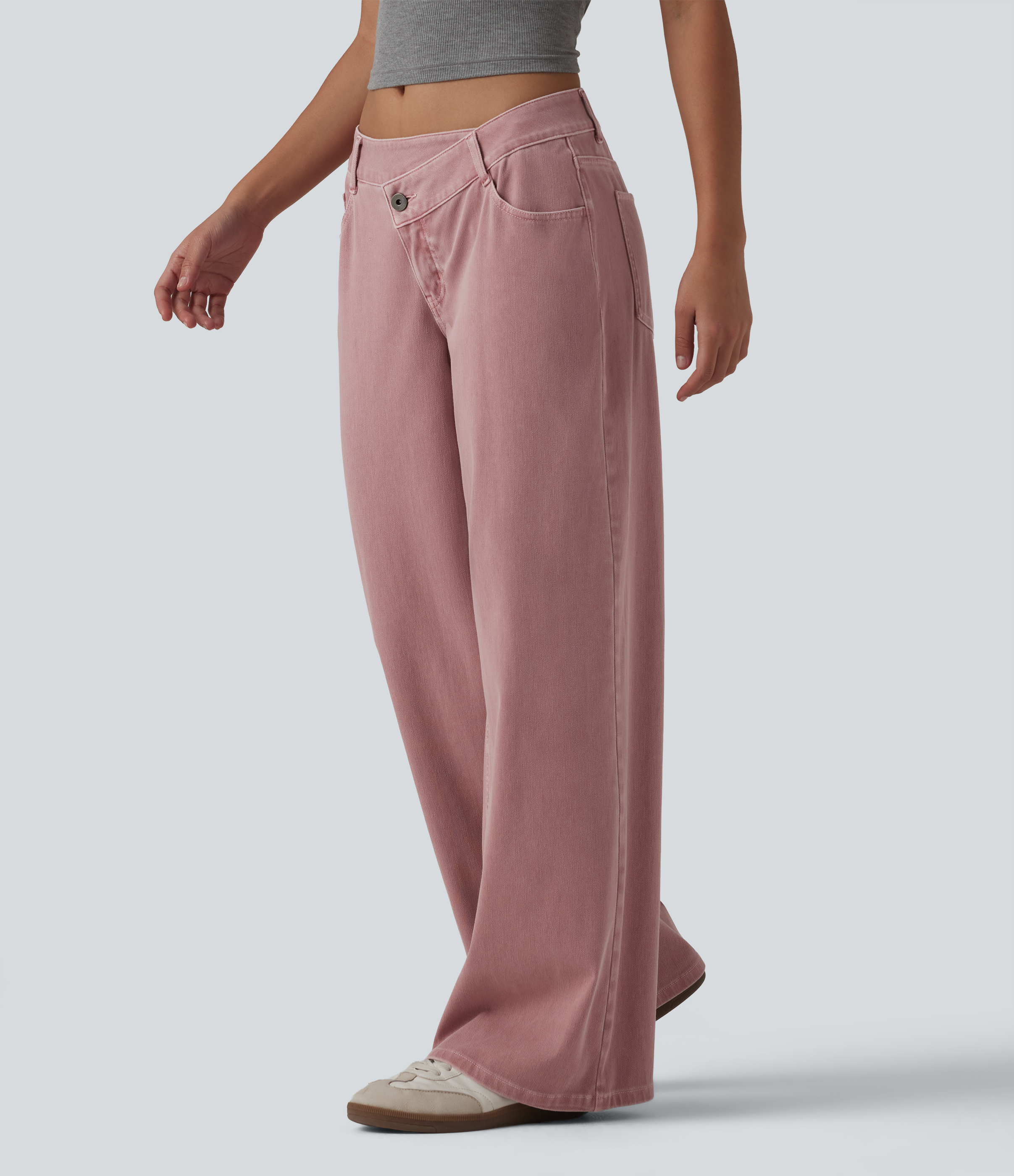 Halara Flex™ Asymmetric Low Rise Wide Leg Colorful Casual Jeans with Pockets
