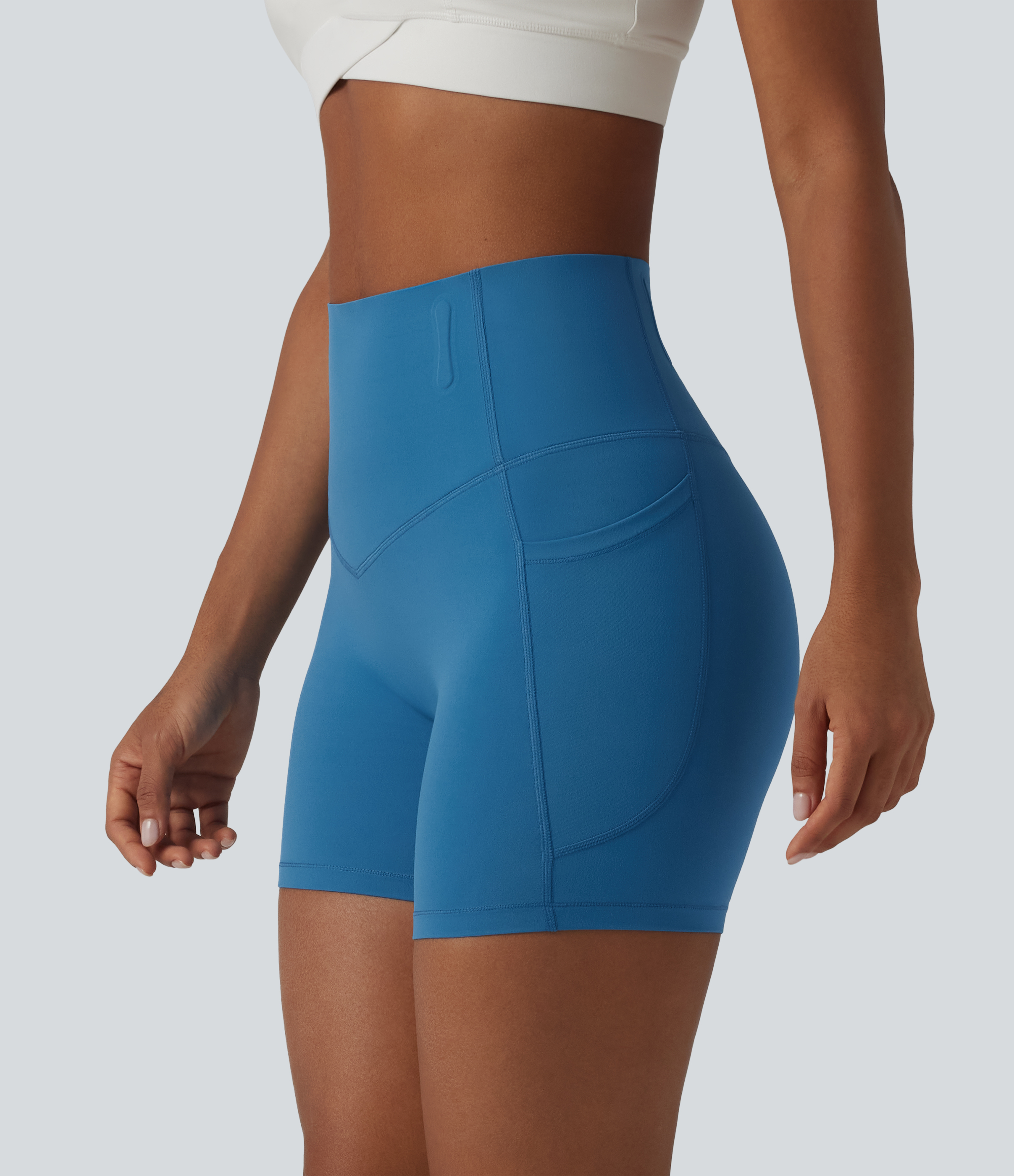 Halara UltraSculpt™ High Waisted Anti-Roll Tummy Control Shaping Workout Biker Shorts 5'' with Pockets