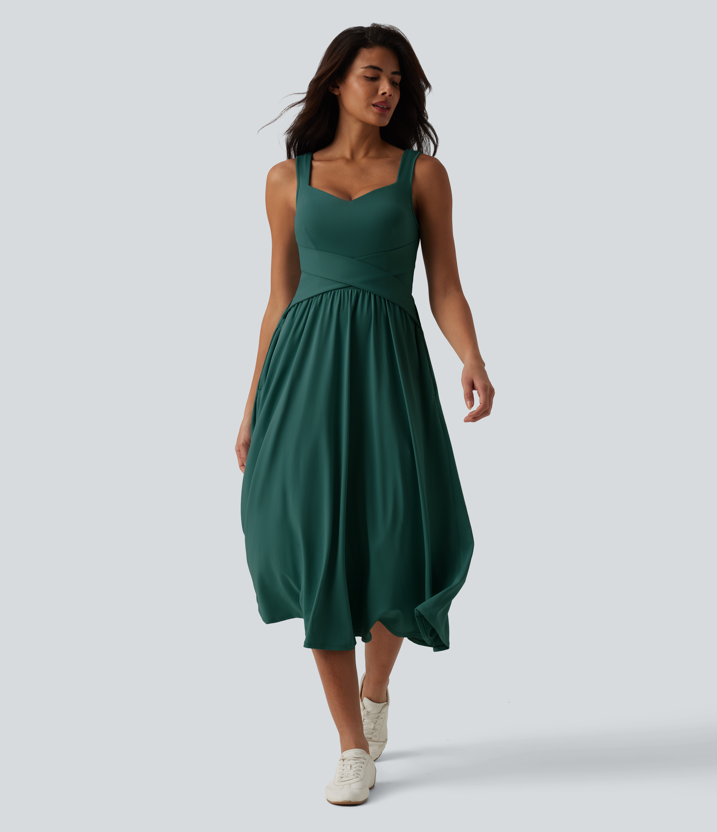 green emerald velvet dress Aria Ruched Midi Dress (More Colors) main image 0
