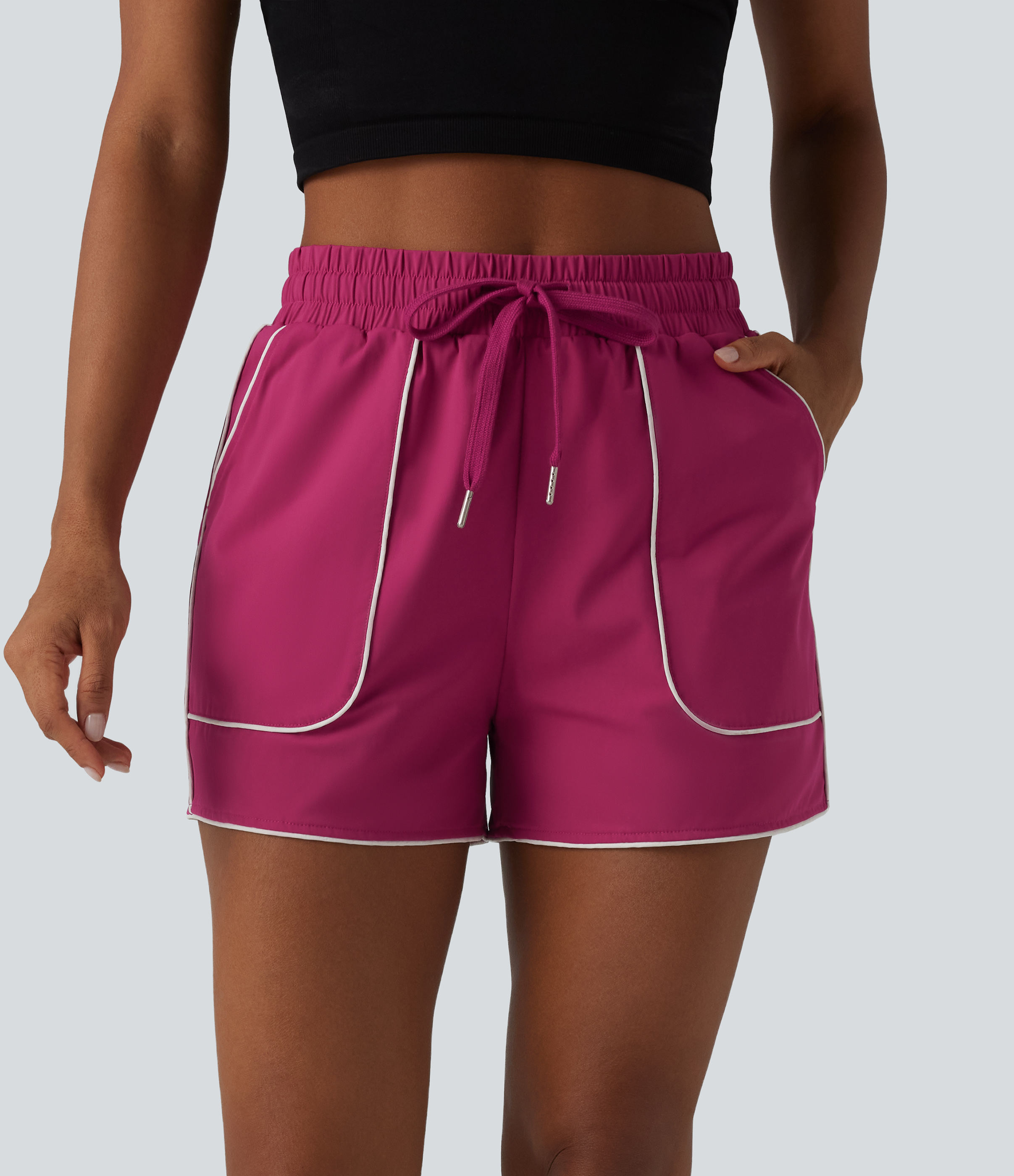 Vivacious High Waisted Drawstring Quick Dry InstantCool Workout Shorts 3'' with Pockets-UPF40+ / 2