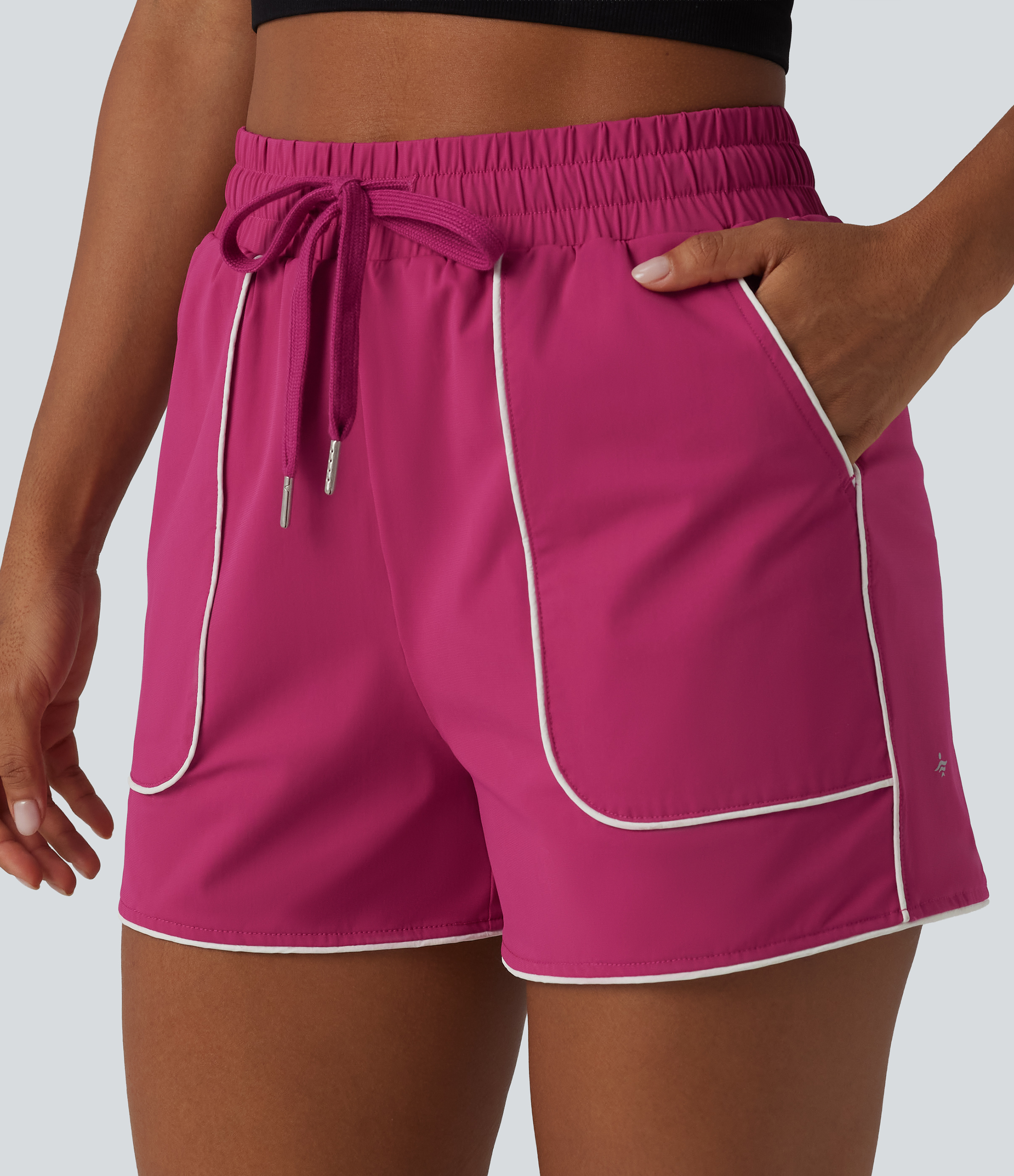 High Waisted Drawstring Quick Dry Cool Touch Workout Shorts 3'' with Pockets-UPF40+