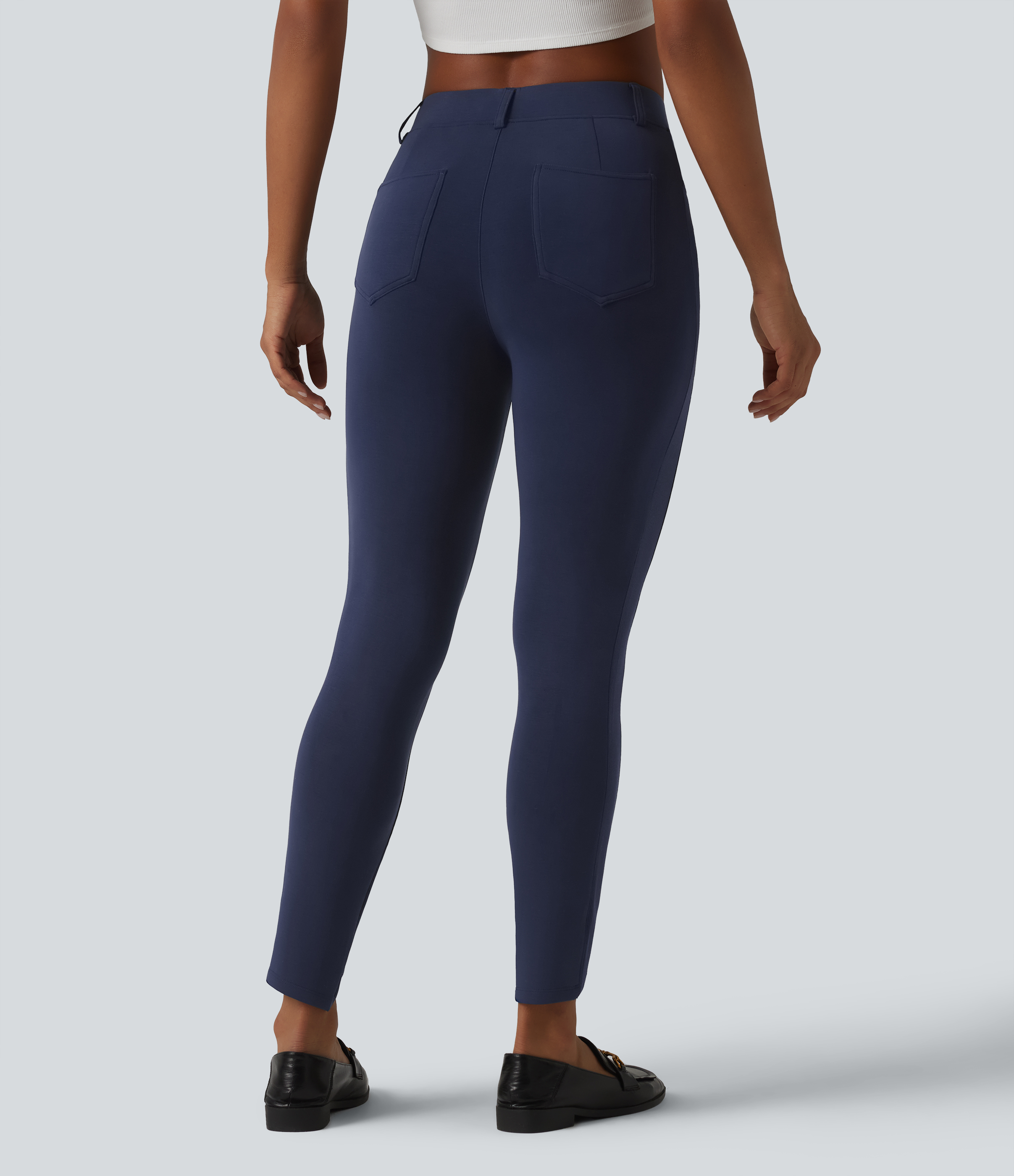 Peacoat SpacerTek™ Mid Rise Casual Skinny Trousers with Pockets / 2