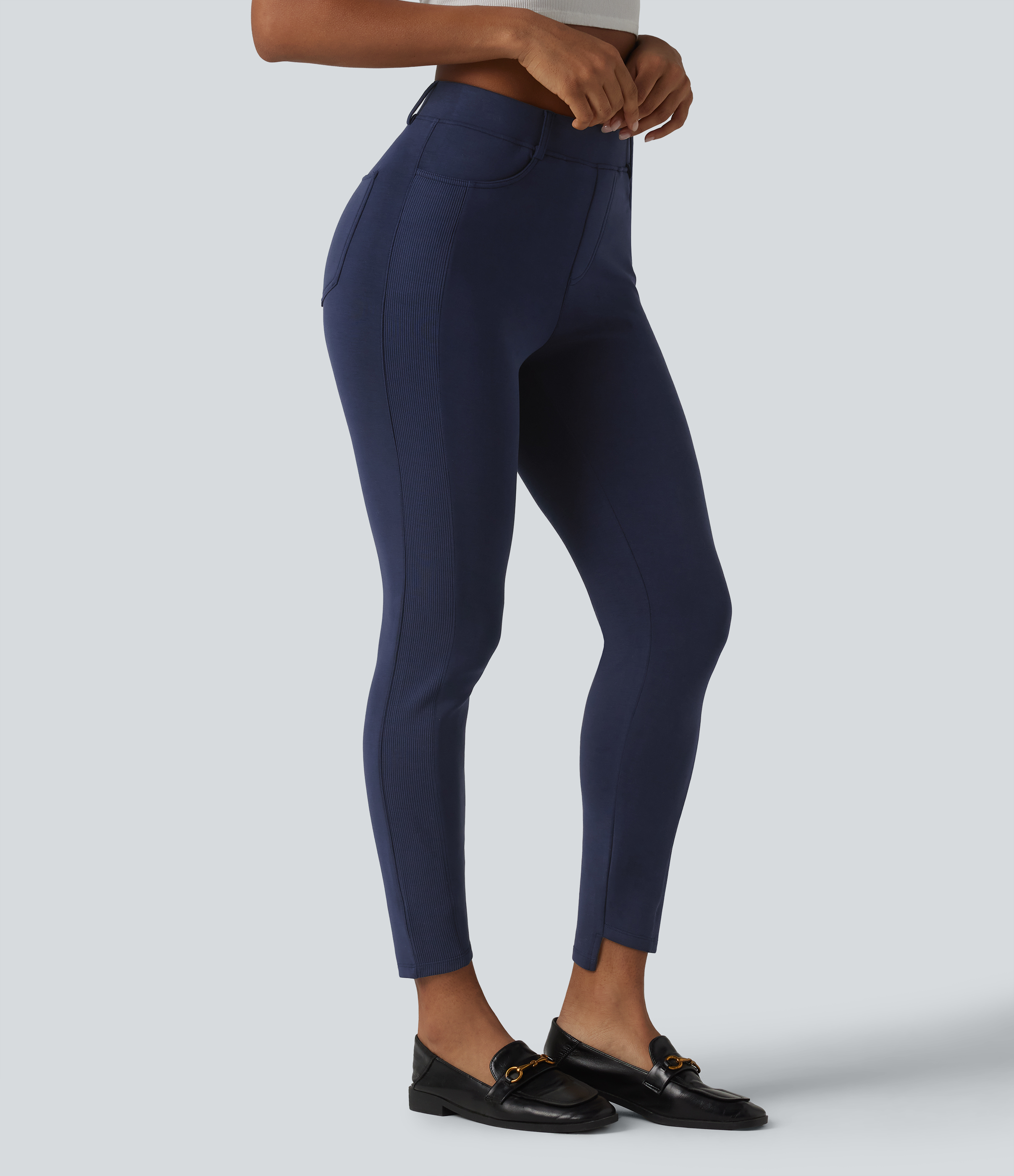 SpacerTek™ Mid Rise Casual Skinny Pants with Pockets