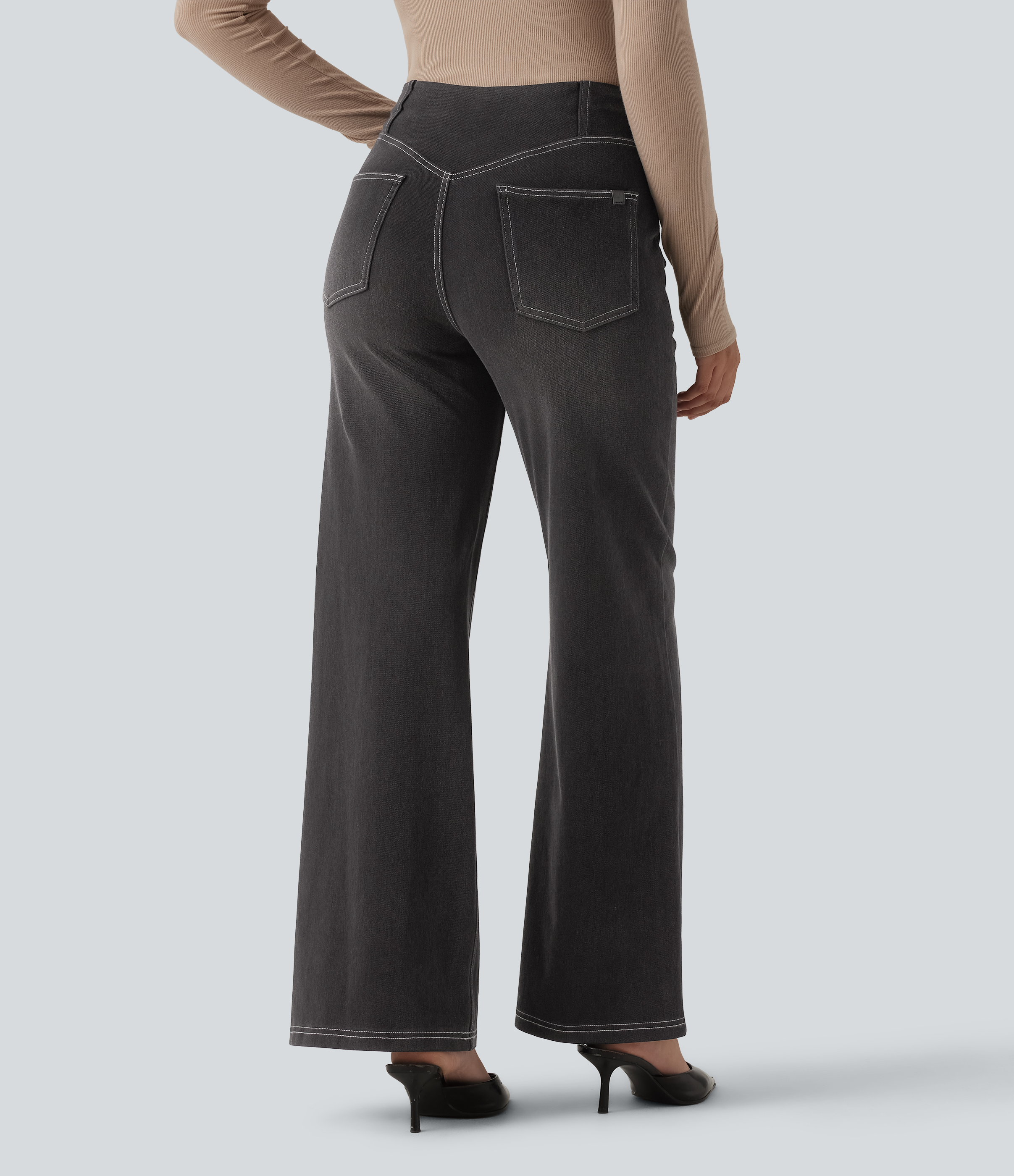 Phantom Denim Halara Flex™ High Waisted Tummy Control Casual Wide Leg Jeans with Pockets / 2