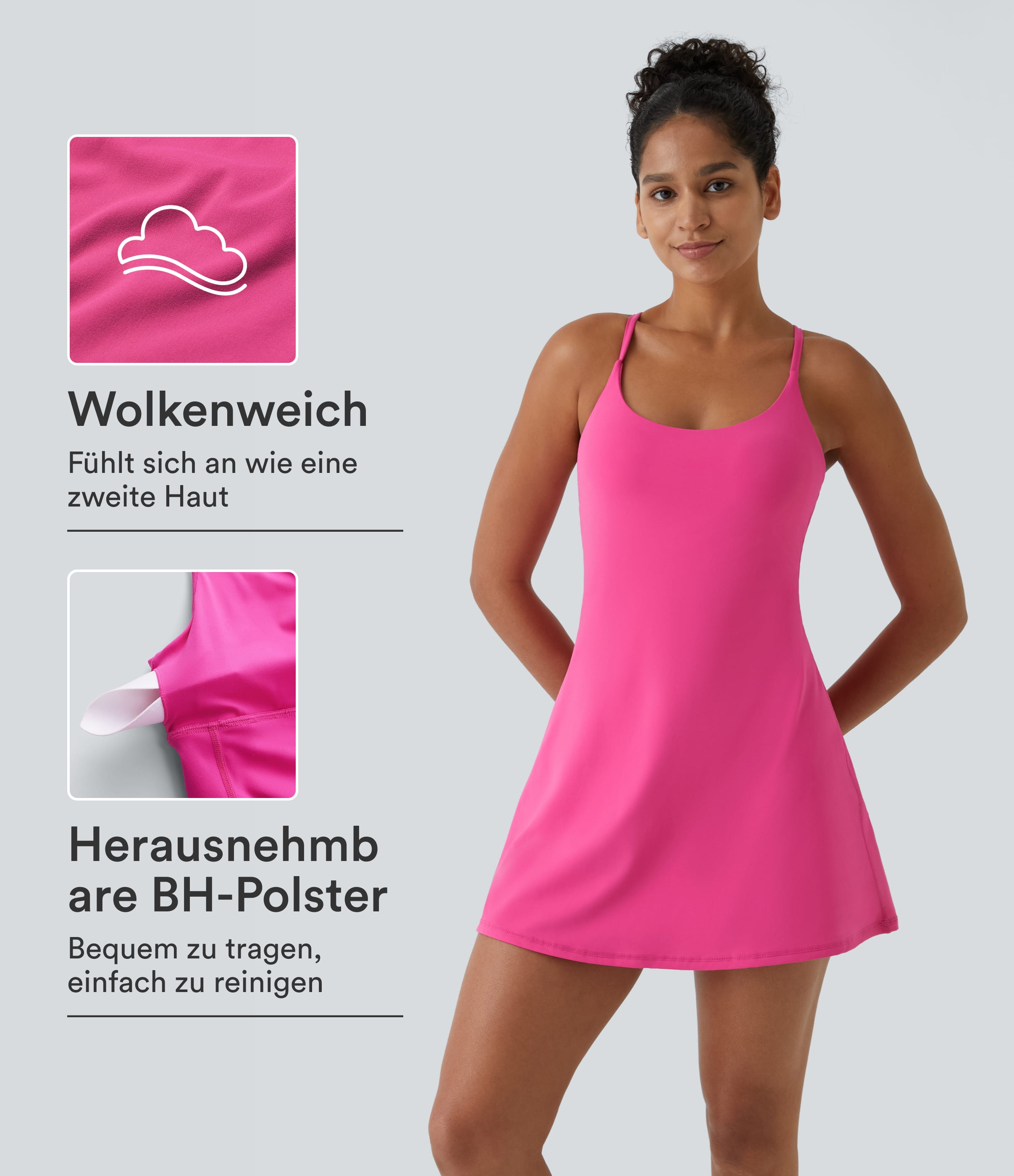 Vestido deportivo sin espalda Softlyzero™ Plush - Copas A-C, UPF50+