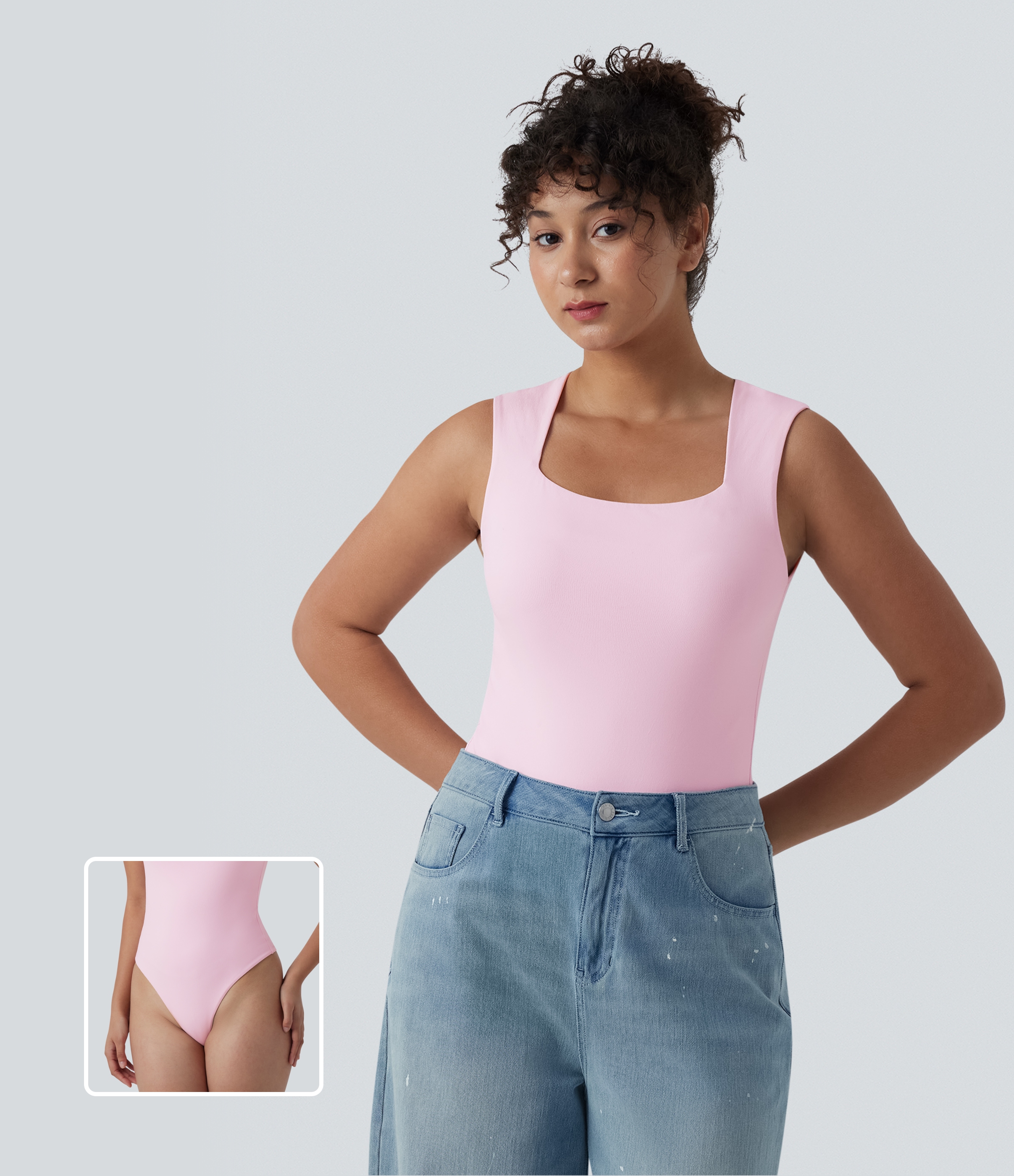 Ärmelloser Freizeitbody mit quadratischem Ausschnitt