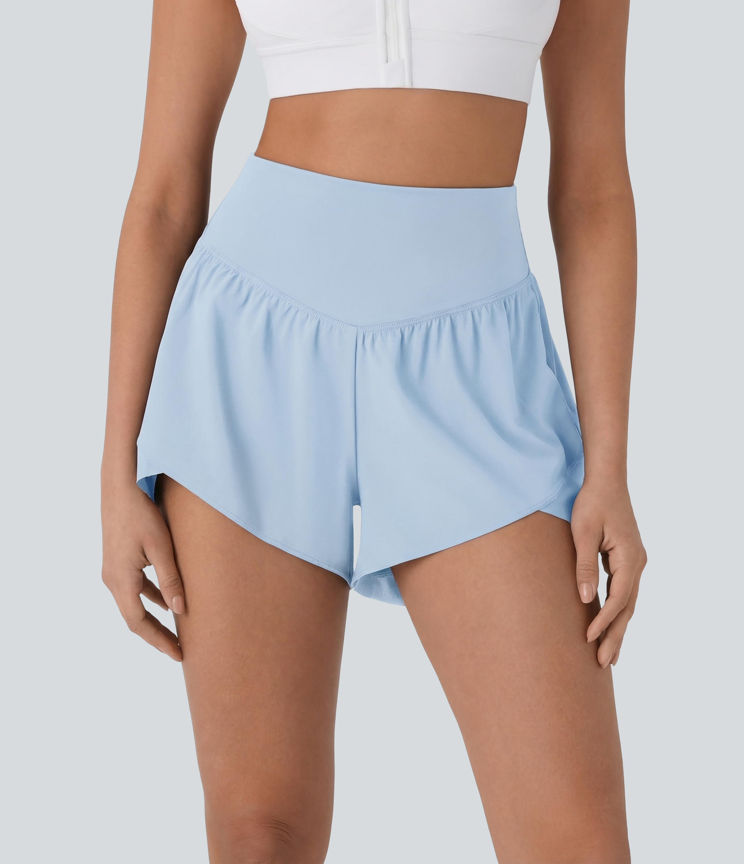 Breezeful™ - Yoga-Shorts mit hohem Bund, Gesäßtasche und überkreuztem Saum - schnelltrocknend