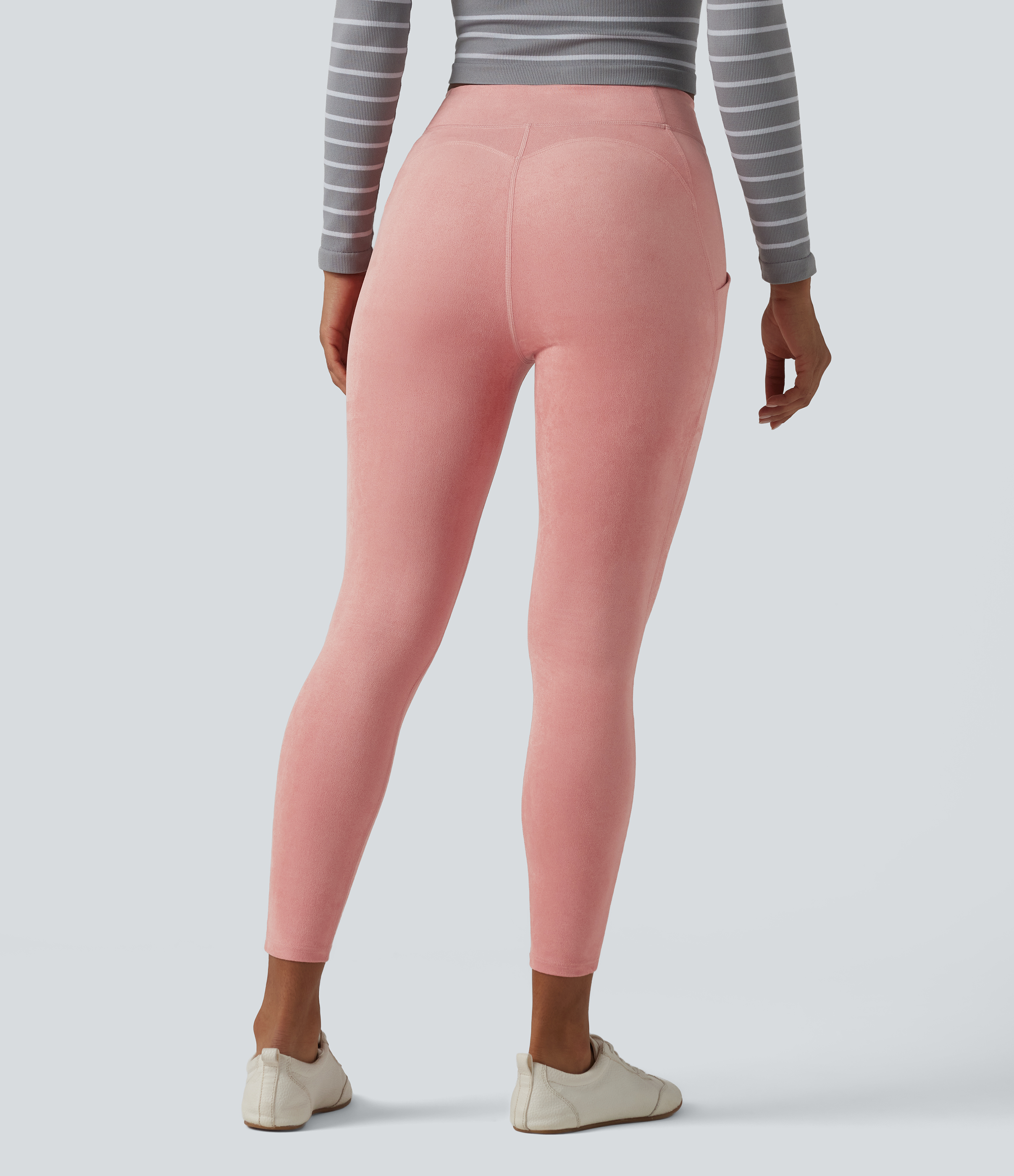 Rosette Lässige Leggings in Wildlederoptik mit hohem Bund und Seitentaschen / 2