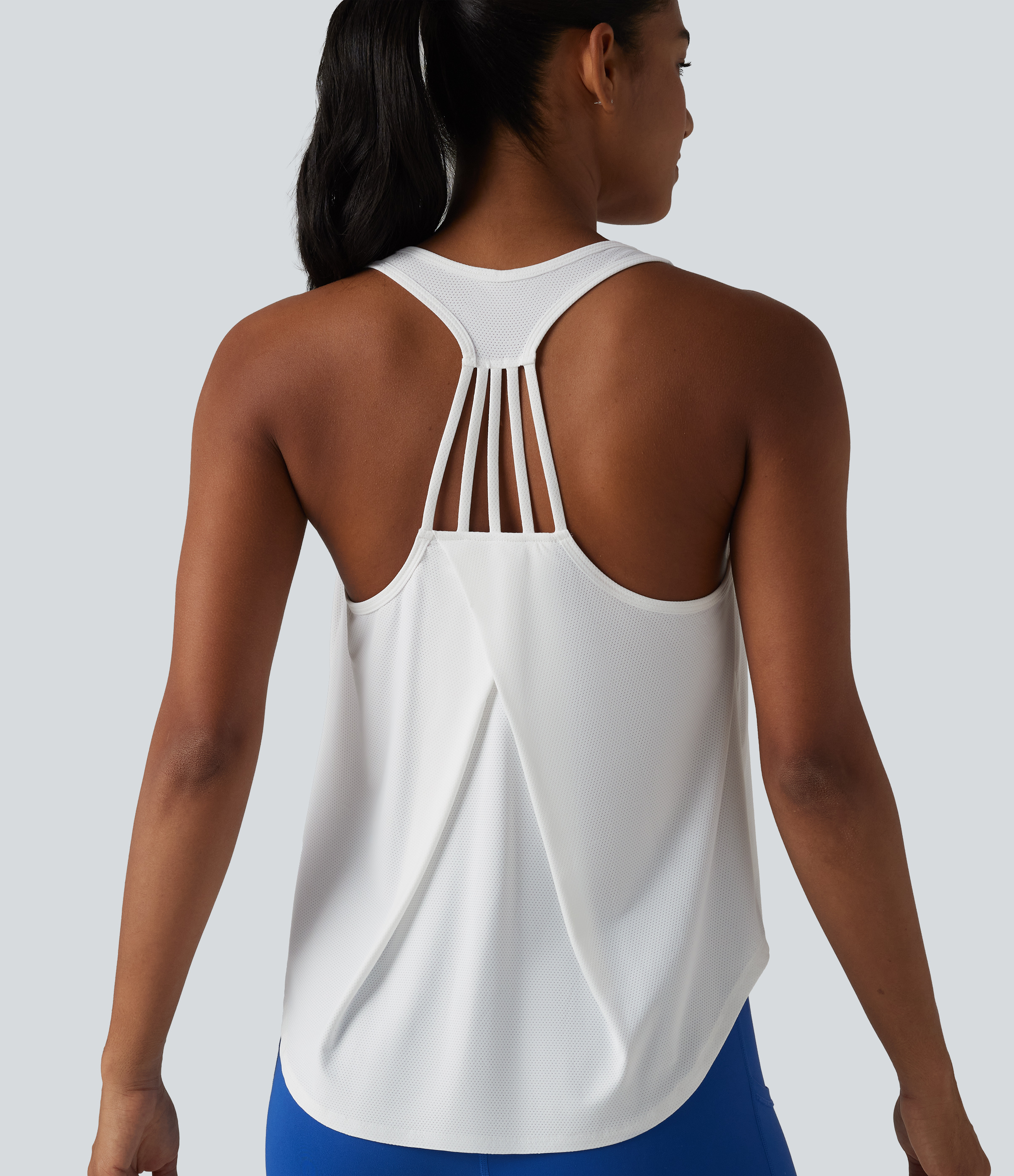 Racerback Crossover High-Low Curved Hem Yoga Tank Top