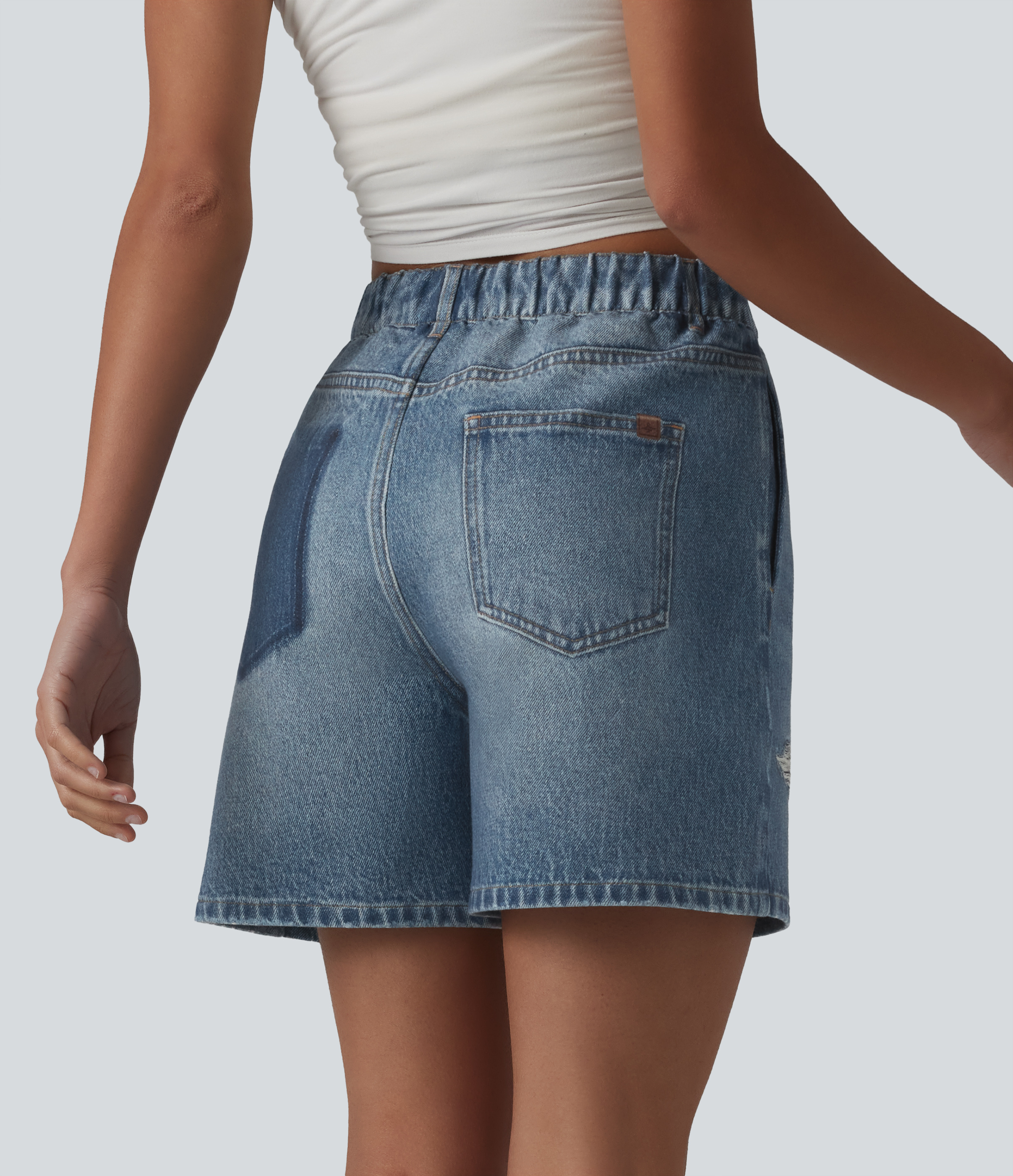 Dutch Blue Denim Lässige French-Terry-Shorts aus Denim mit mittelhohem Bund und Seitentaschen - 12,7 cm / 2