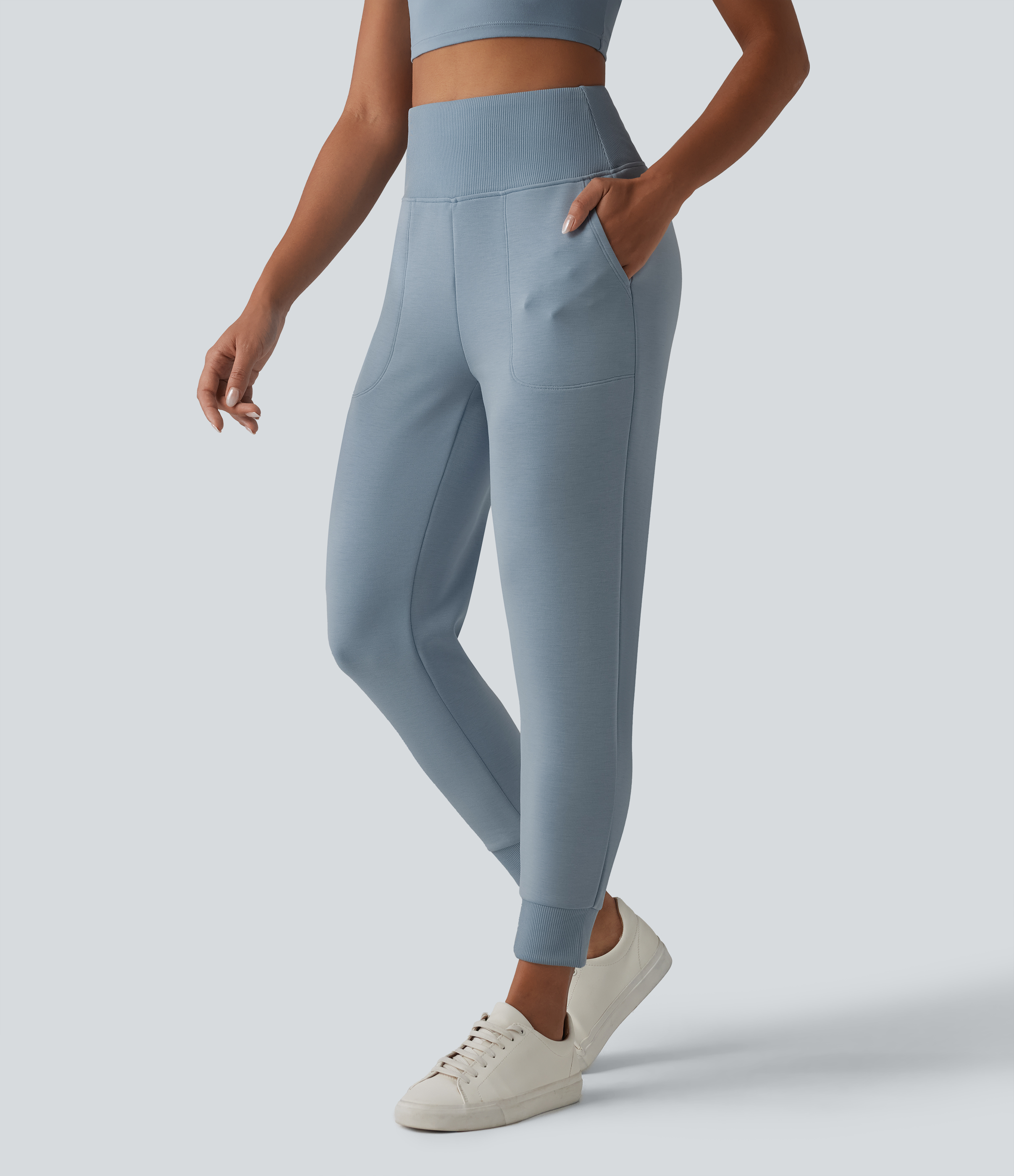 SpacerTek™ High Waisted Tummy Control Tapered Casual Joggers with Pockets