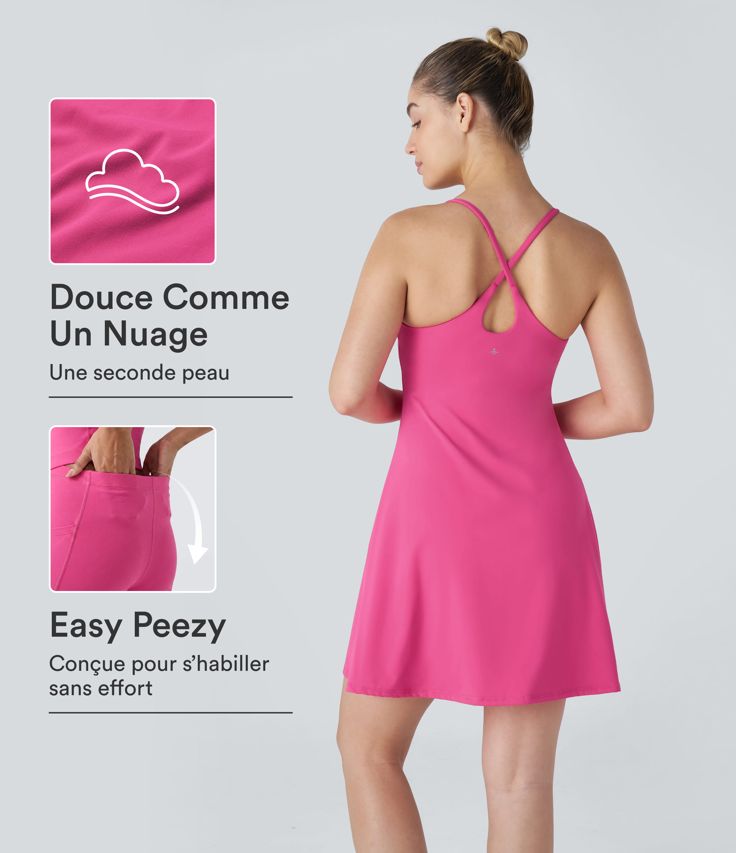 Vestido deportivo extra largo de felpa Softlyzero™ sin espalda - Edición Easy Peezy