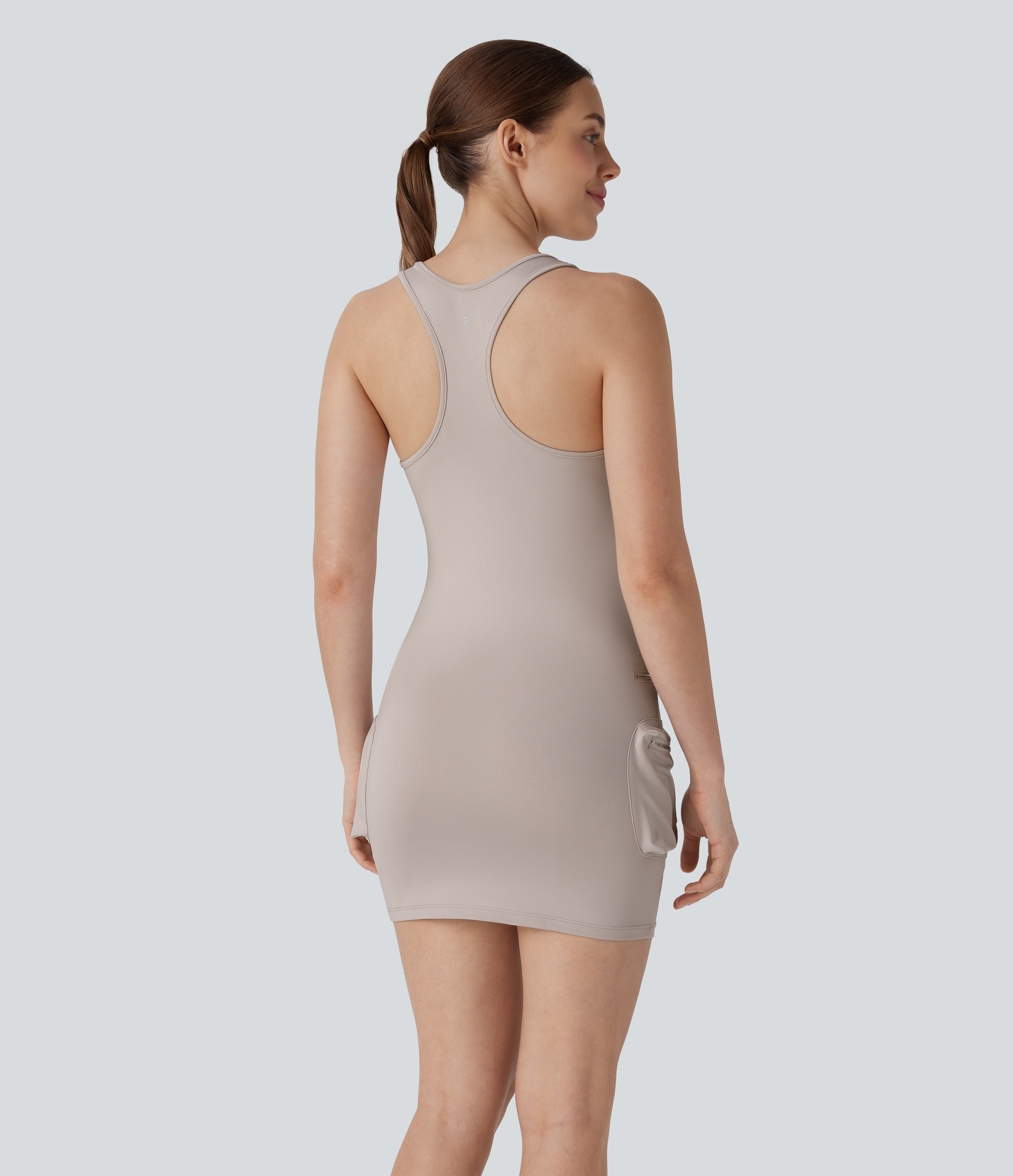 Ashes of Roses Racerback Cargo Zipper Pocket 2 Piece Bodycon Mini Dance Active Dress / 2