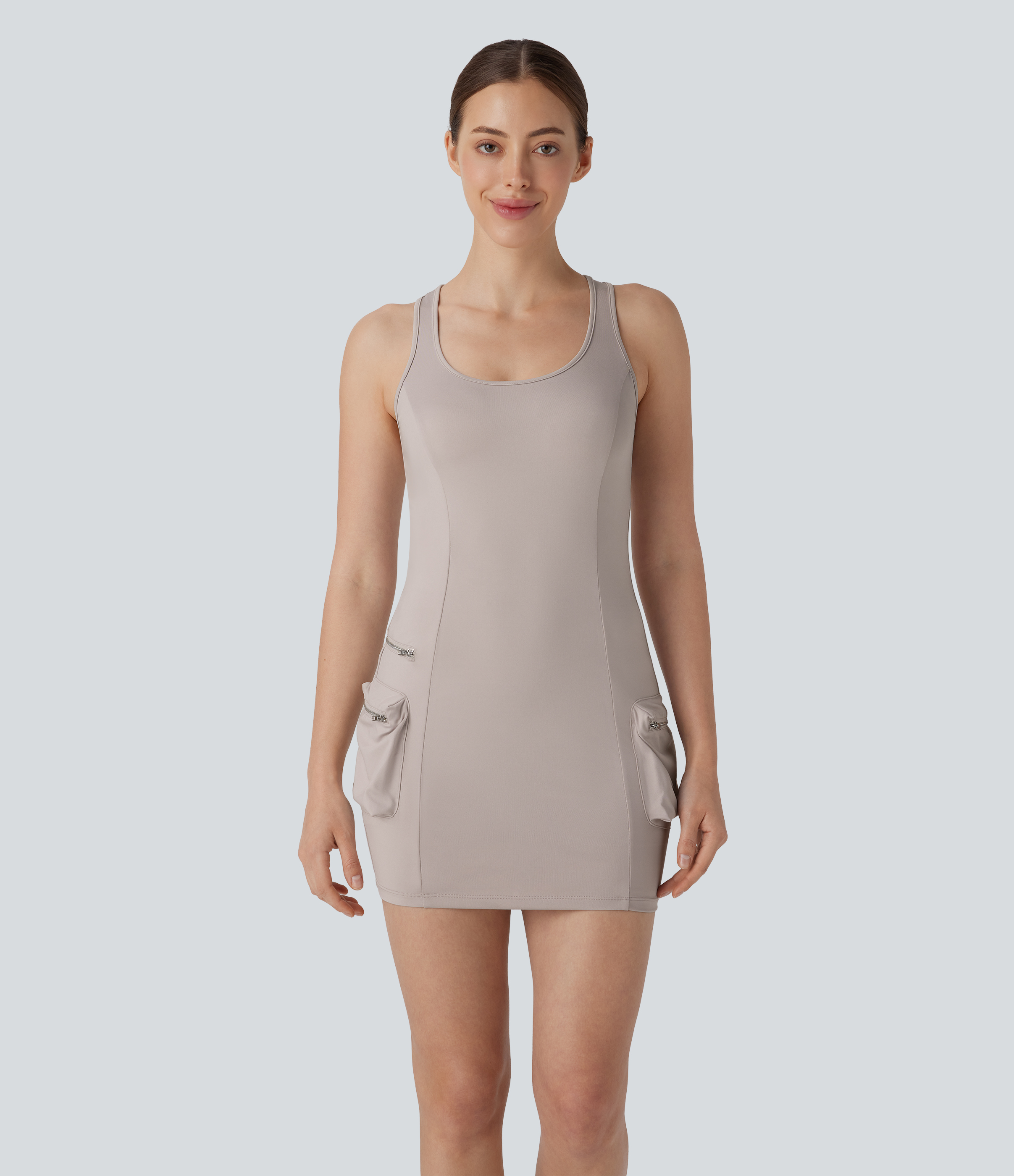 Ashes of Roses Racerback Cargo Zipper Pocket 2 Piece Bodycon Mini Dance Active Dress / 1