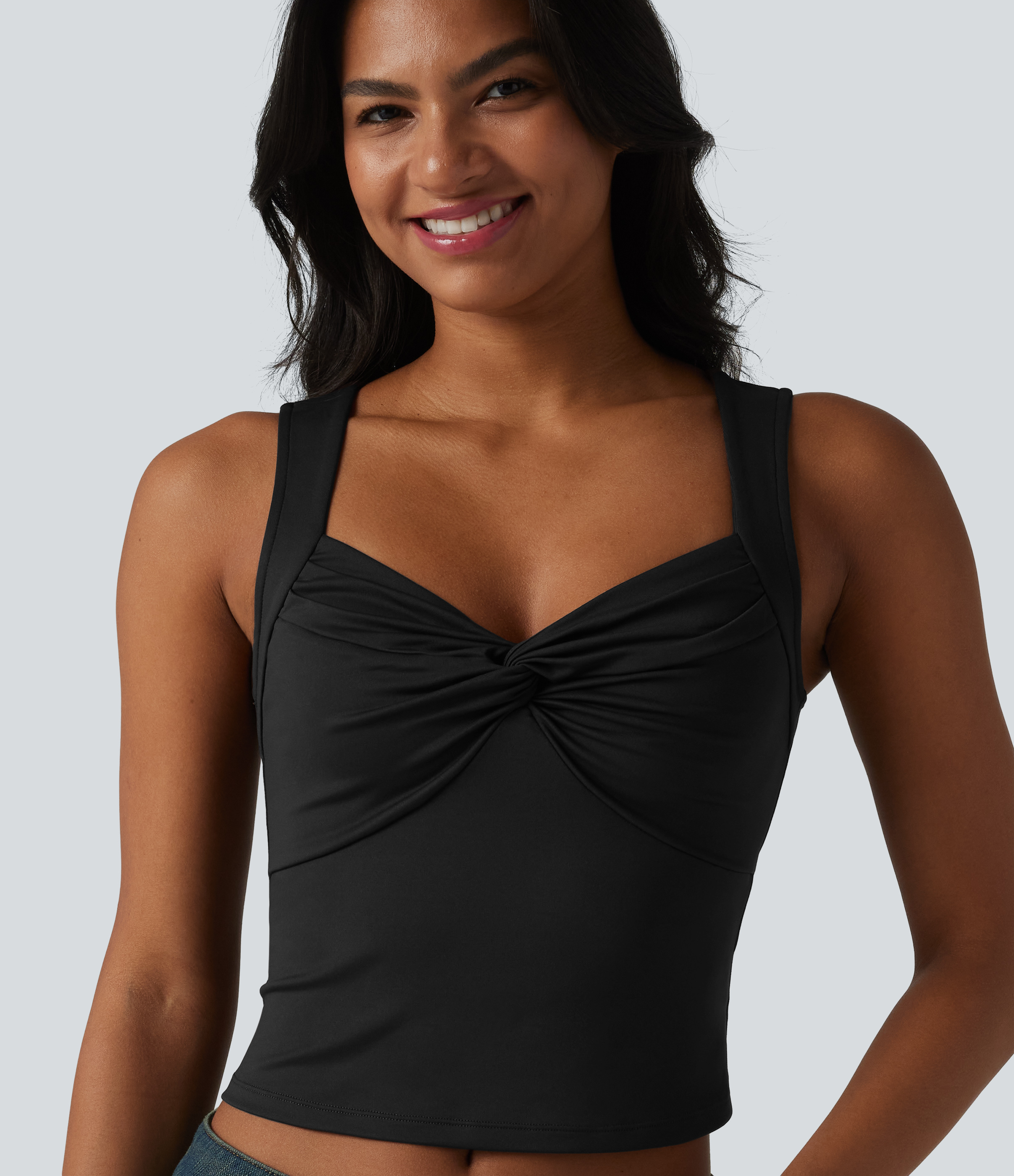 トップス ta ara Women's Sweetheart Neck Twisted Slim Casual Tank Top - Halara
