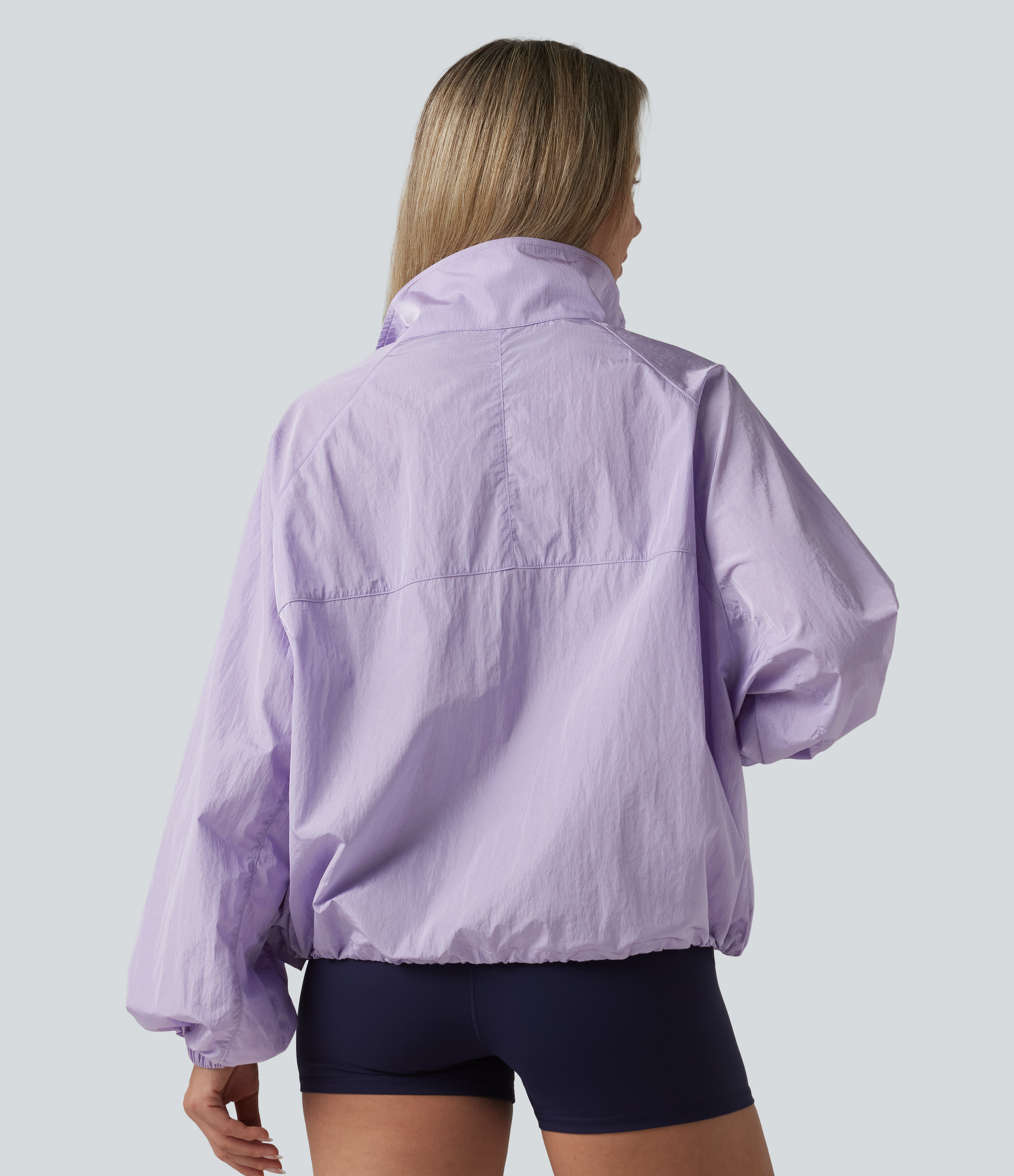Pastel Lilac Vastupidav, vett hülgav treeningjakk kõrge krae, pikkade varrukatega, tõmblukuga ja taskutega / 2