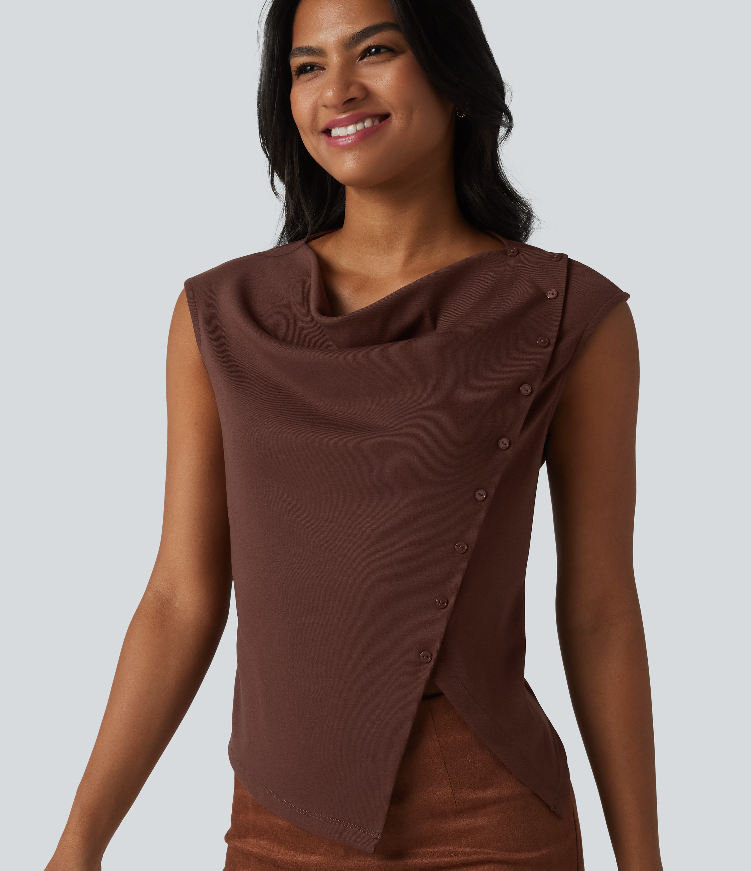 T-shirt décontracté à col bénitier et manches courtes