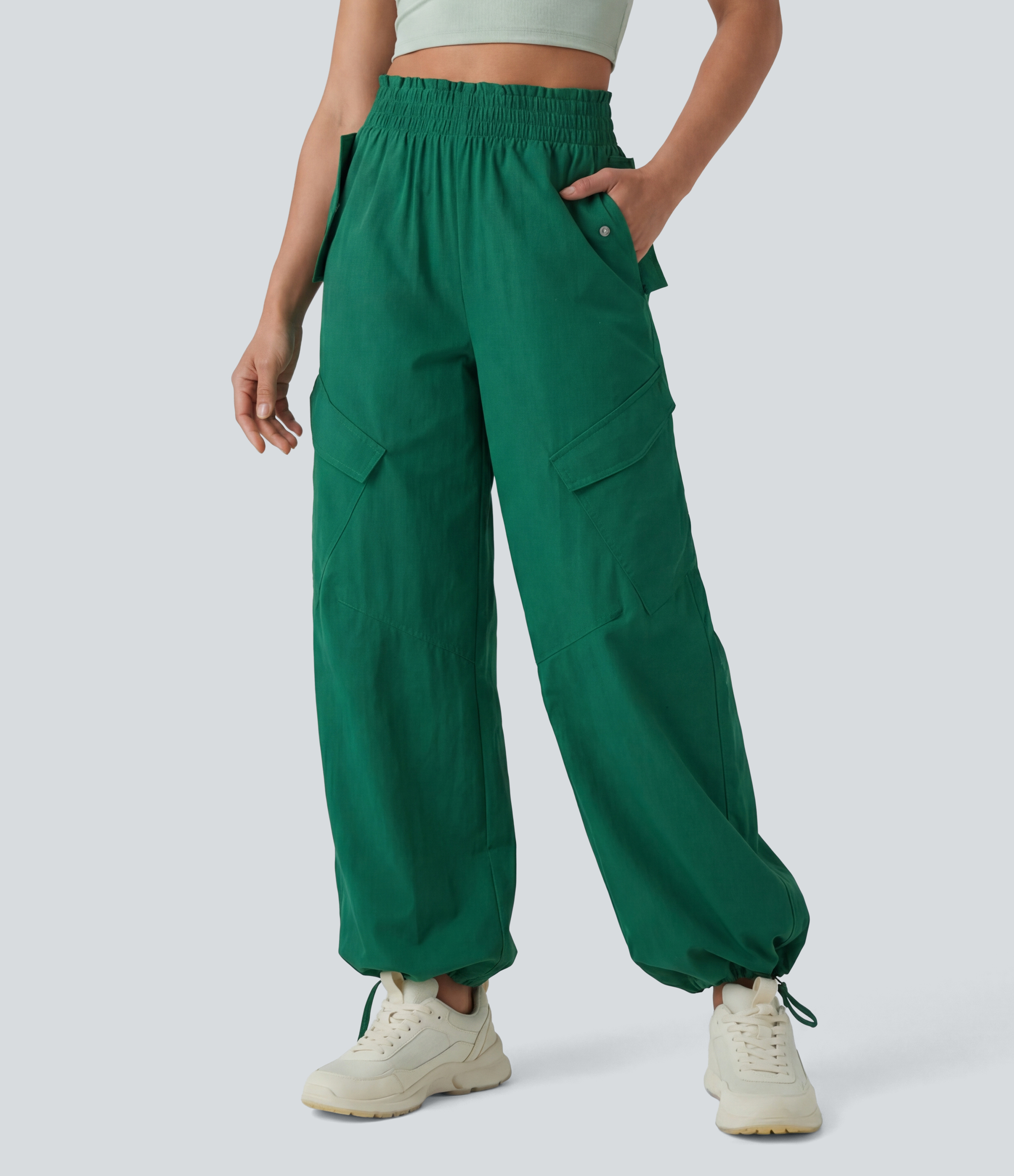 Lettuce Trim High Waisted Workout Cargo Pants with Pockets