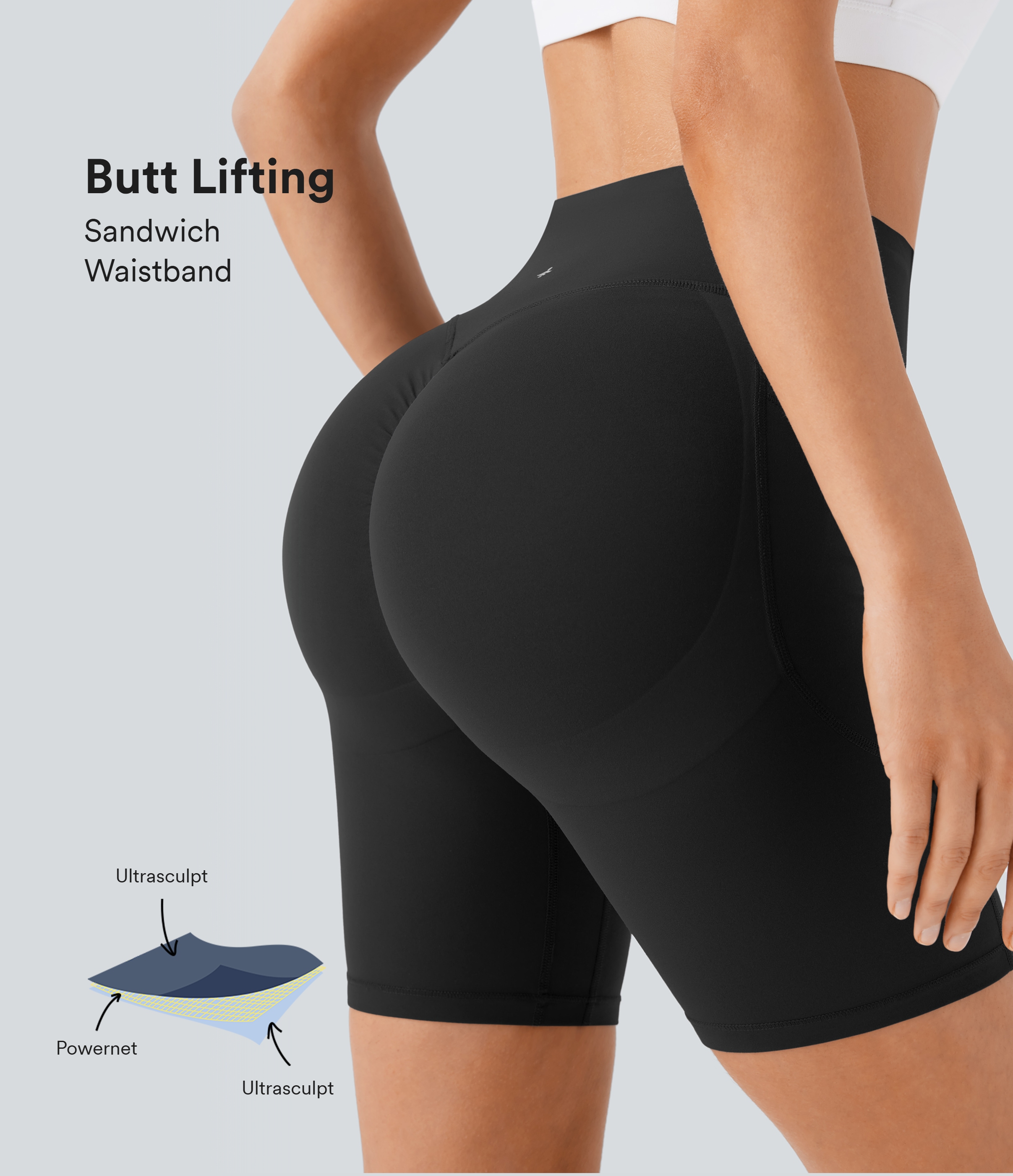 Halara UltraSculpt™ High Waisted Scrunch Butt Lifting Tummy Control Side Pocket Shaping Workout Biker Shorts 7''