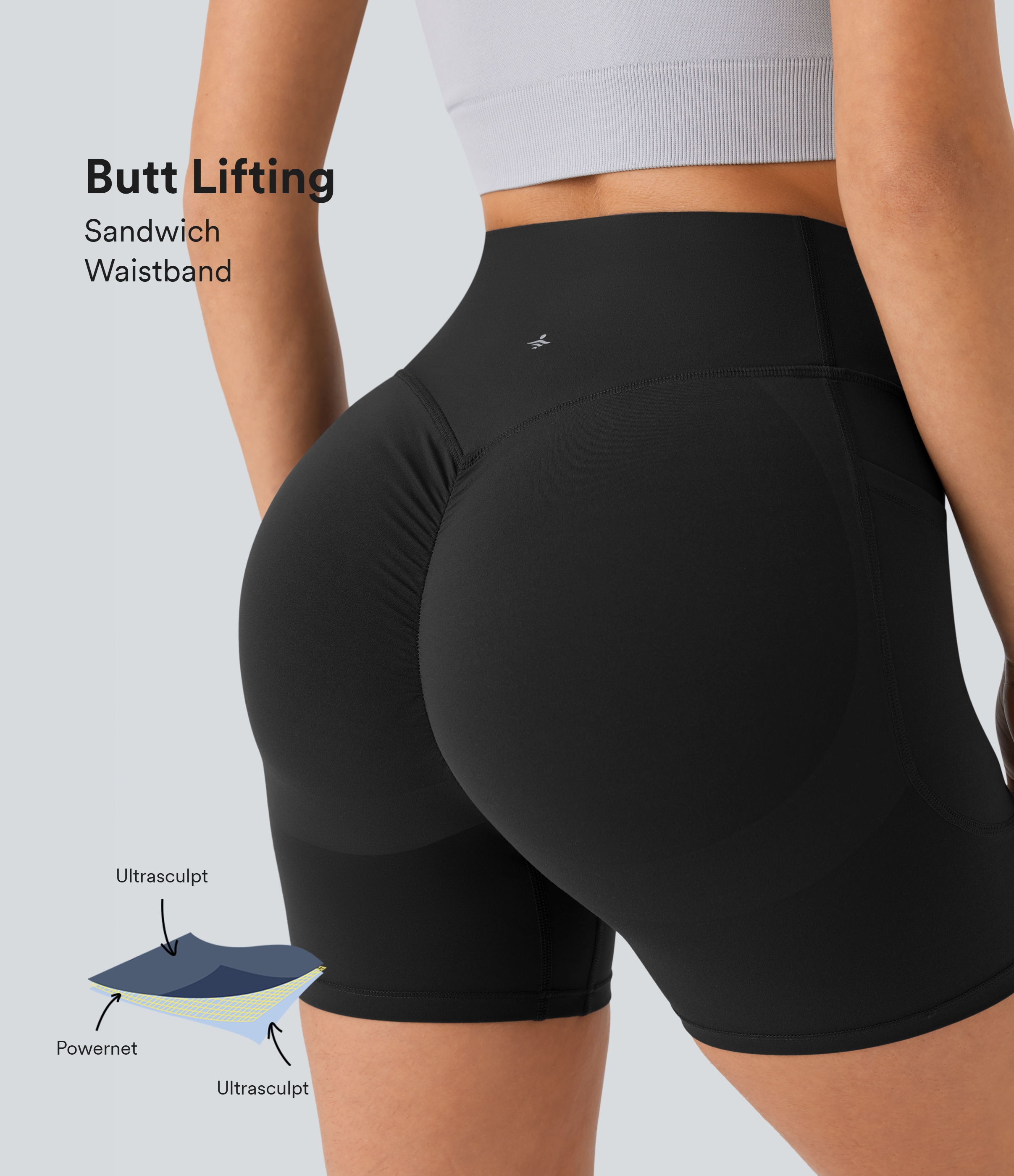 Halara UltraSculpt™ High Waisted Scrunch Butt Lifting Tummy Control Pocket Shaping Workout Biker Shorts 5''