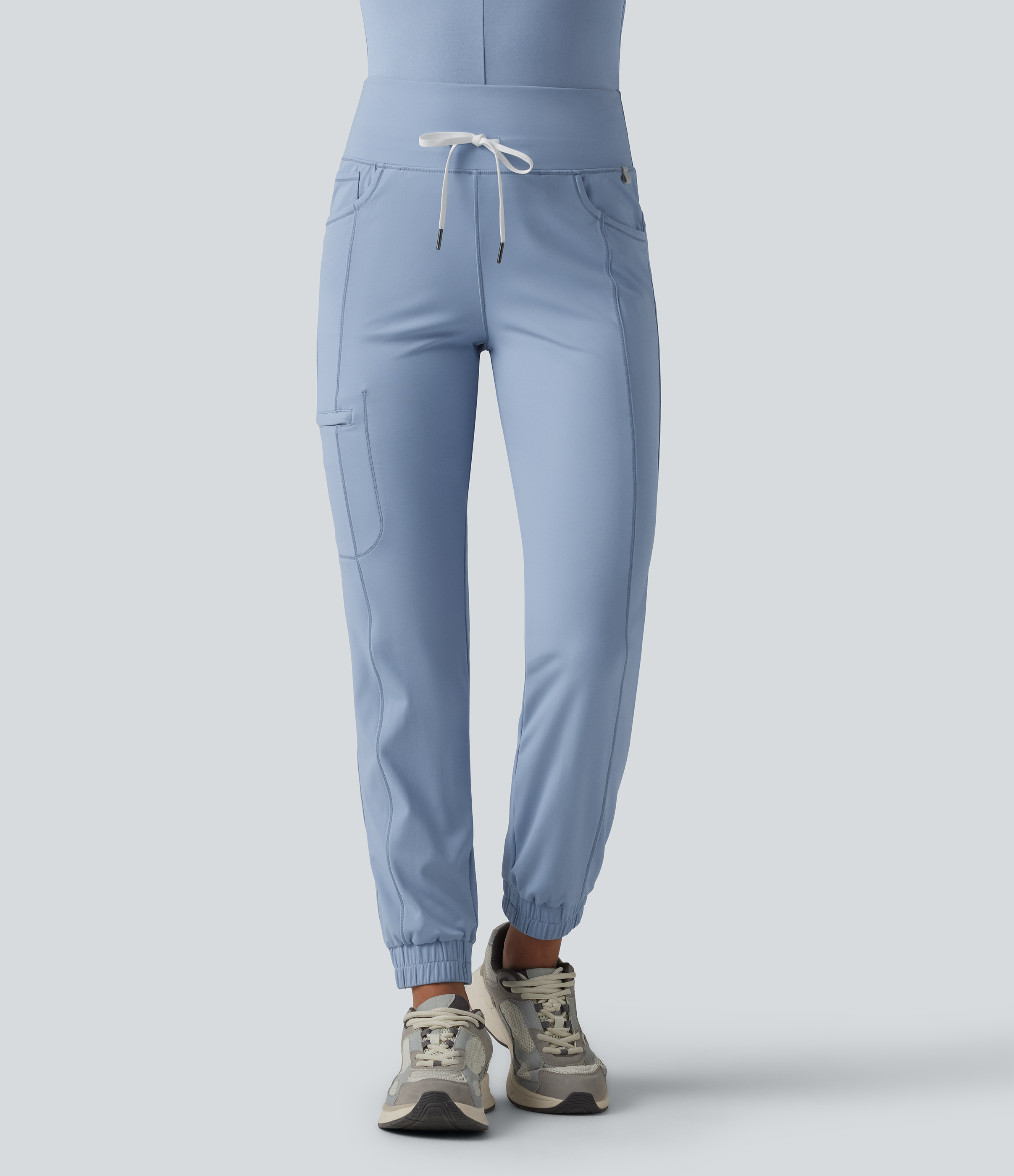 SoftlyZero™ Airy Mid Rise Drawstring Cool Touch Casual Cargo Scrub Joggers with Pockets