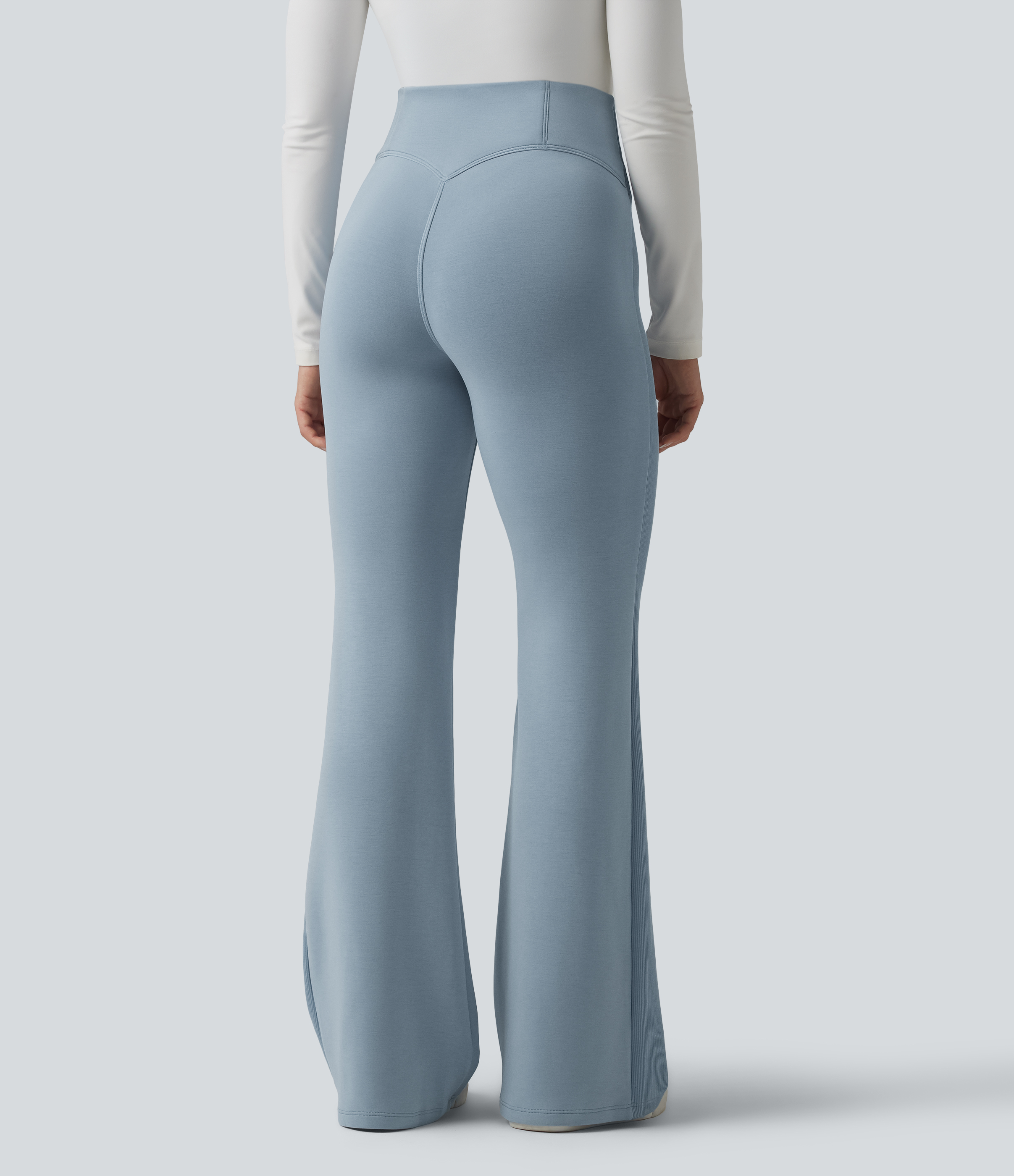 Dusty Blue SpacerTek™ High Waisted Tummy Control Flare Casual Pants / 2