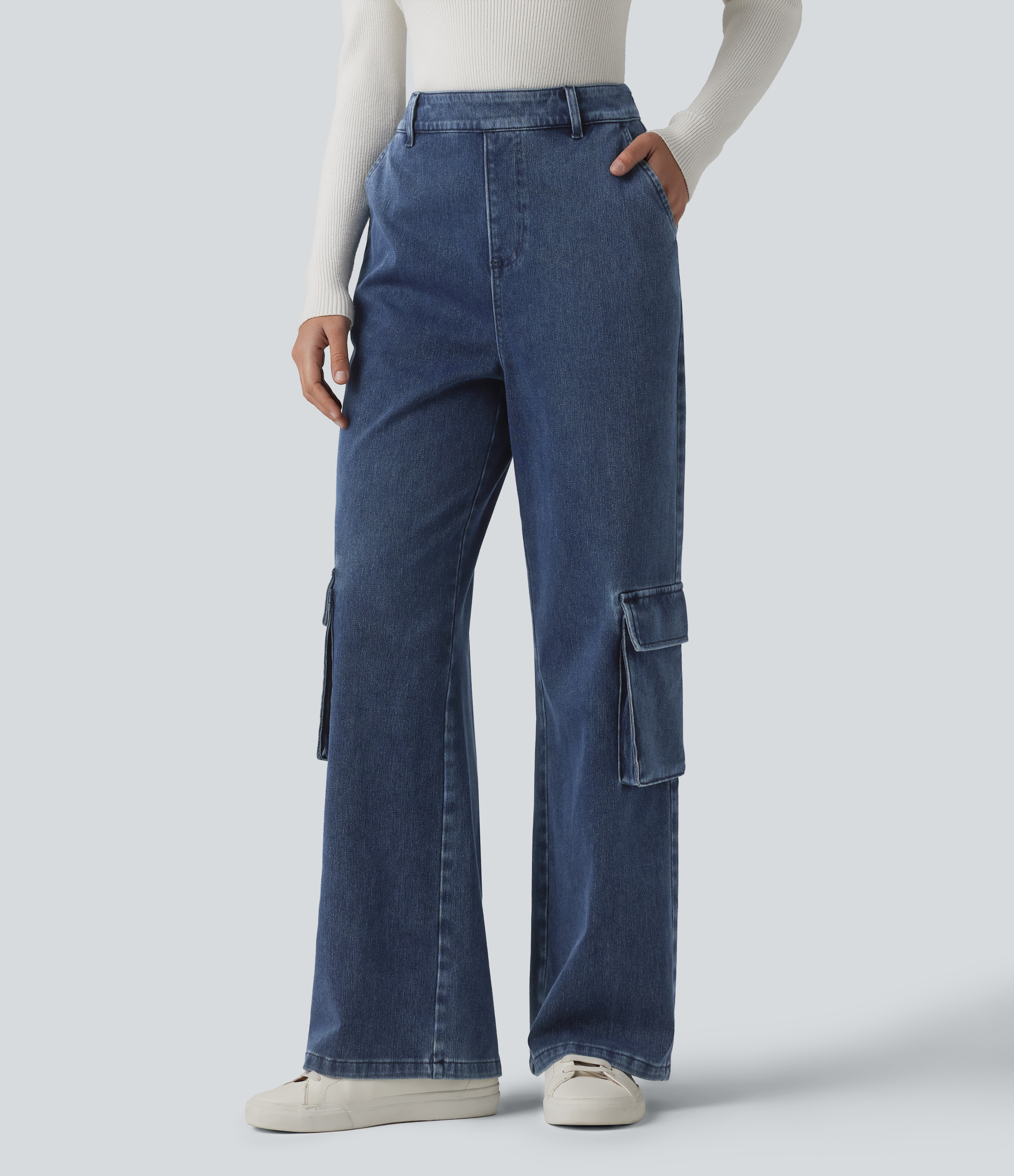Jean bootcut cargo décontracté Halara Flex™ taille haute avec poches