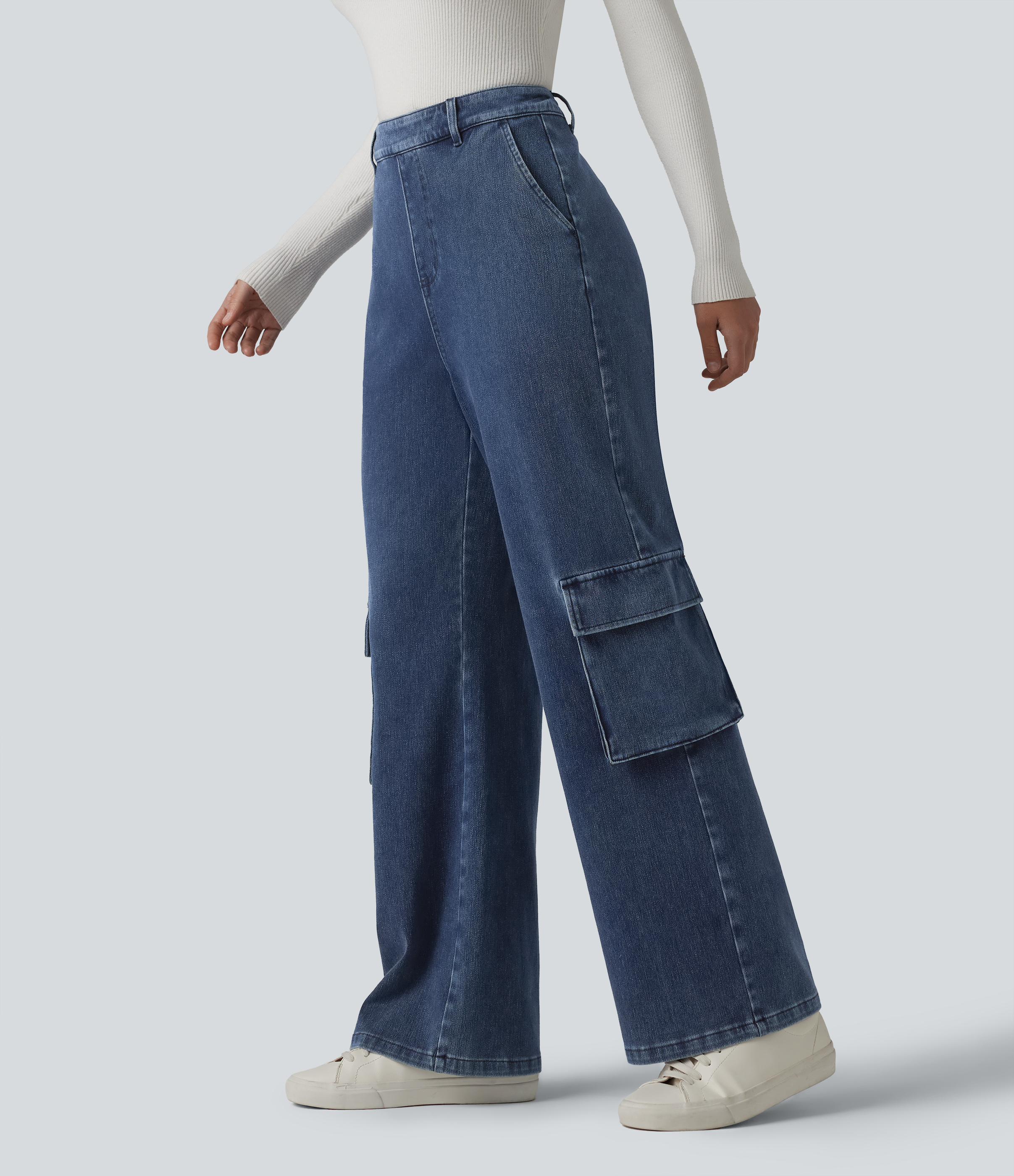 Halara Flex™ High Waisted Casual Cargo Bootcut Jeans with Pockets