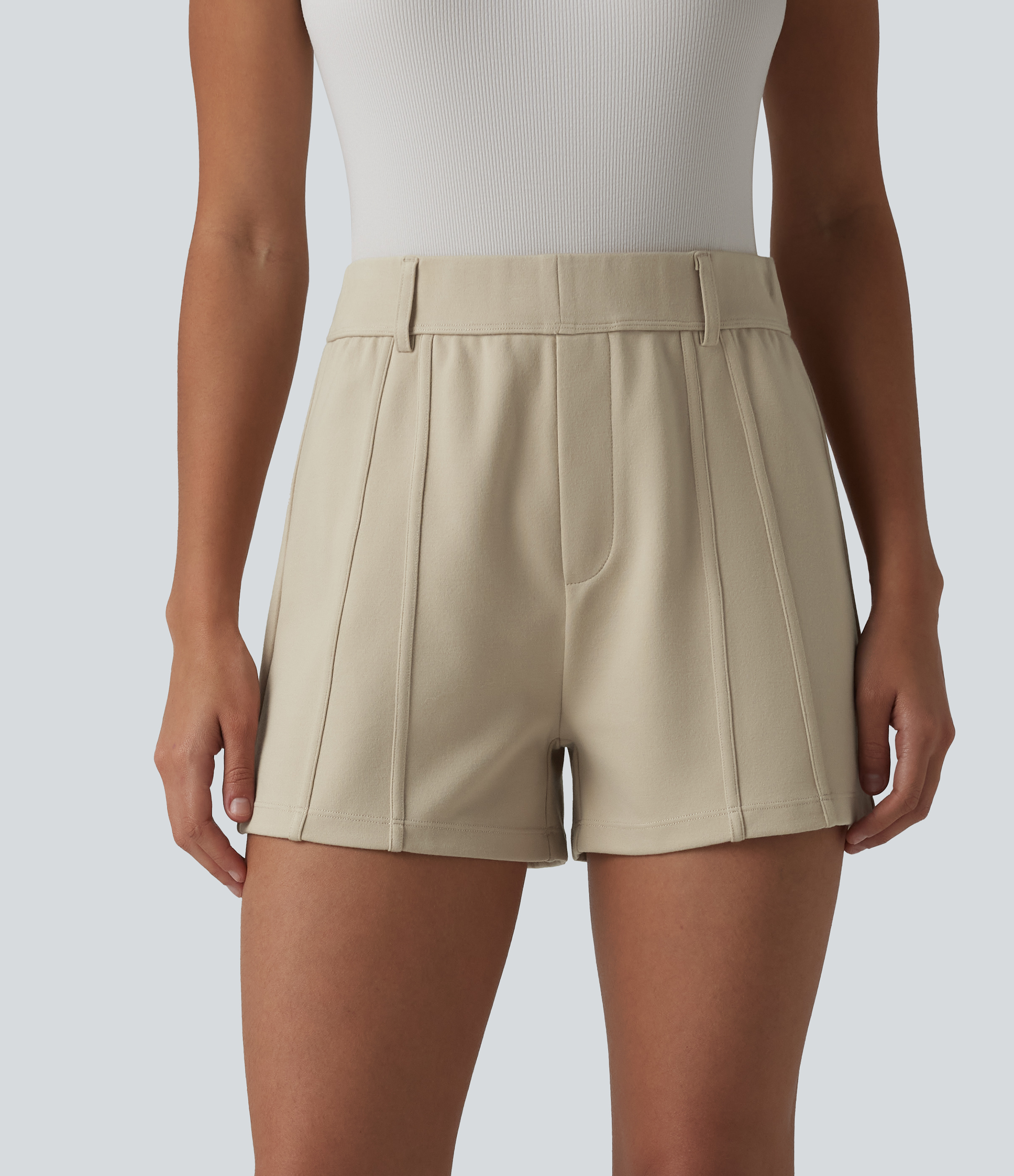 High Waisted Work Shorts with Pockets