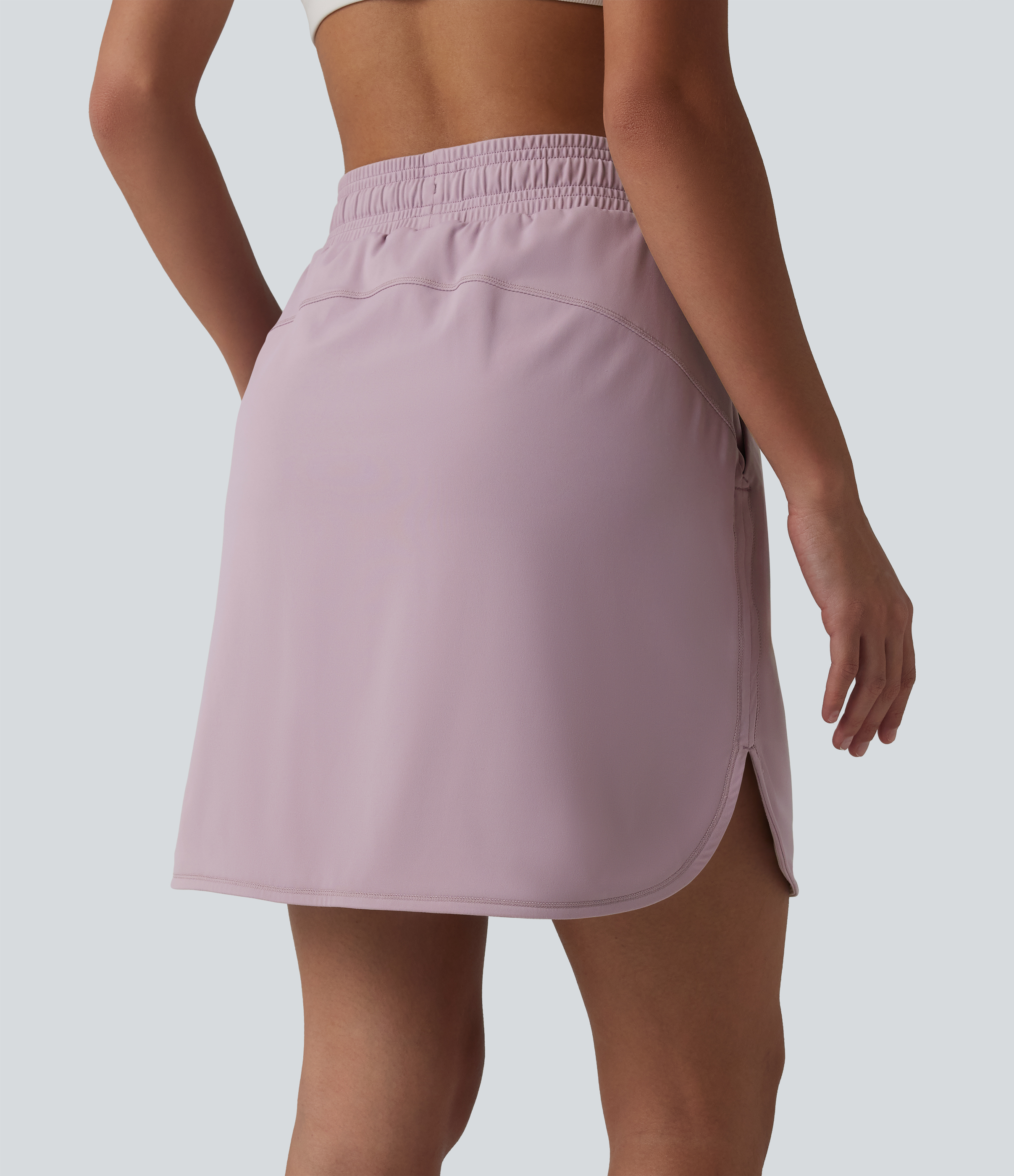 Pink Purple SoftlyZero™ szellős, közepes derékmagasságú, húzózsinóros, íves szegéllyel kialakított 2 az 1-ben, hűs tapintású sport szoknya zsebekkel / 2