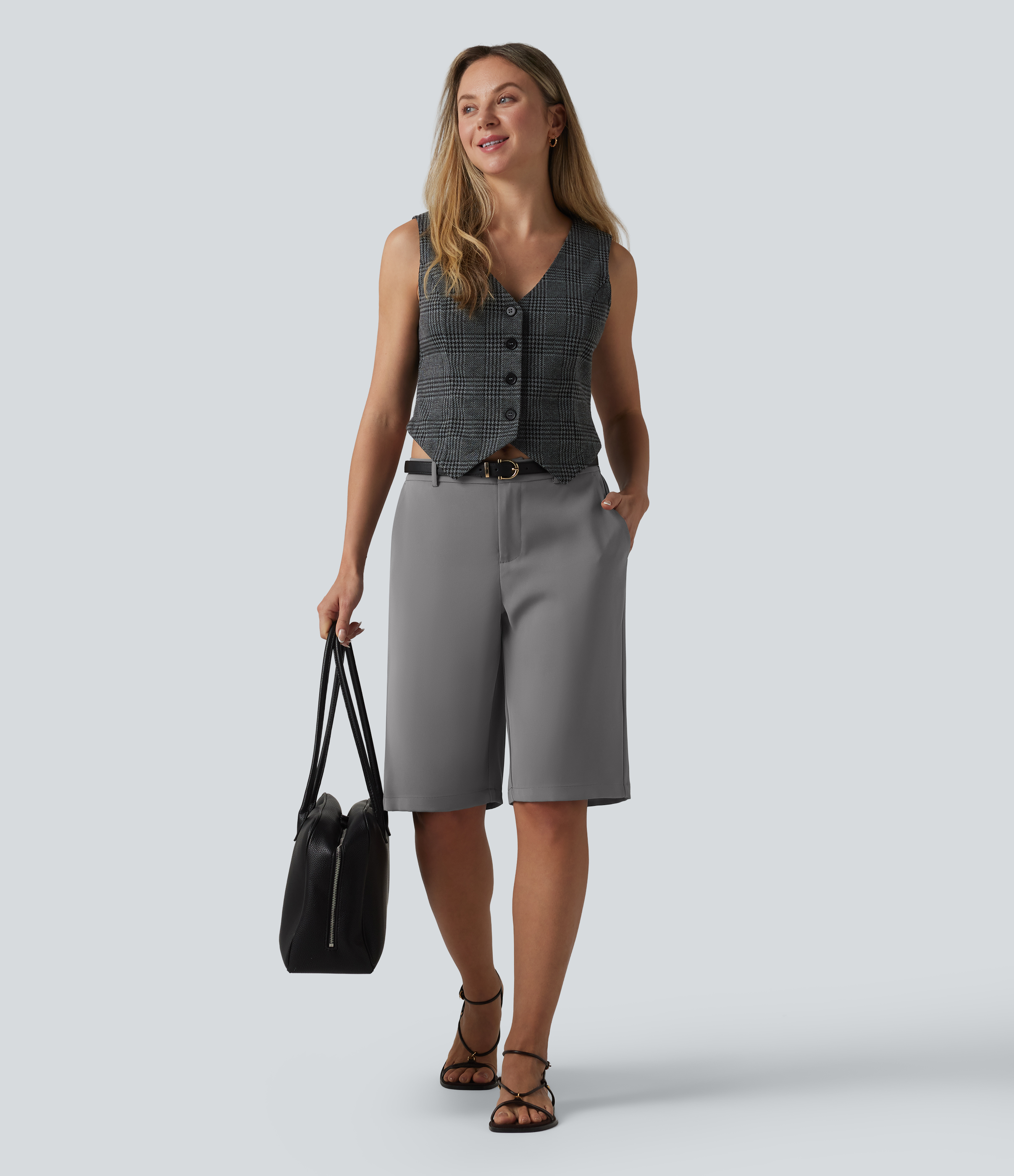 Halara Flex™ Mid Rise Pedal Pushers Work Straight Leg Pants with Pockets