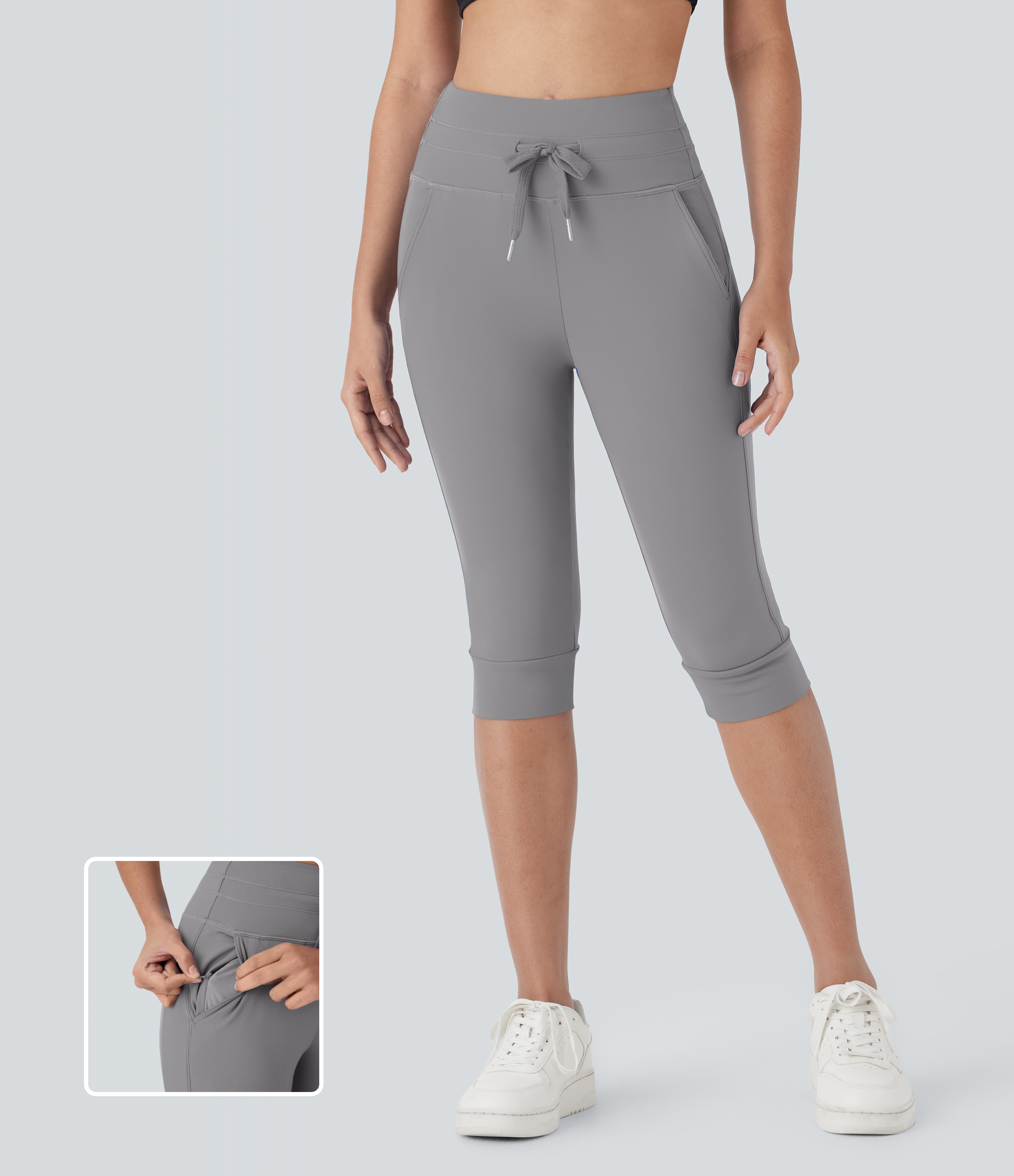 SoftlyZero™ Plush High Waisted Drawstring Pocket Yoga Pedal Pusher Joggers