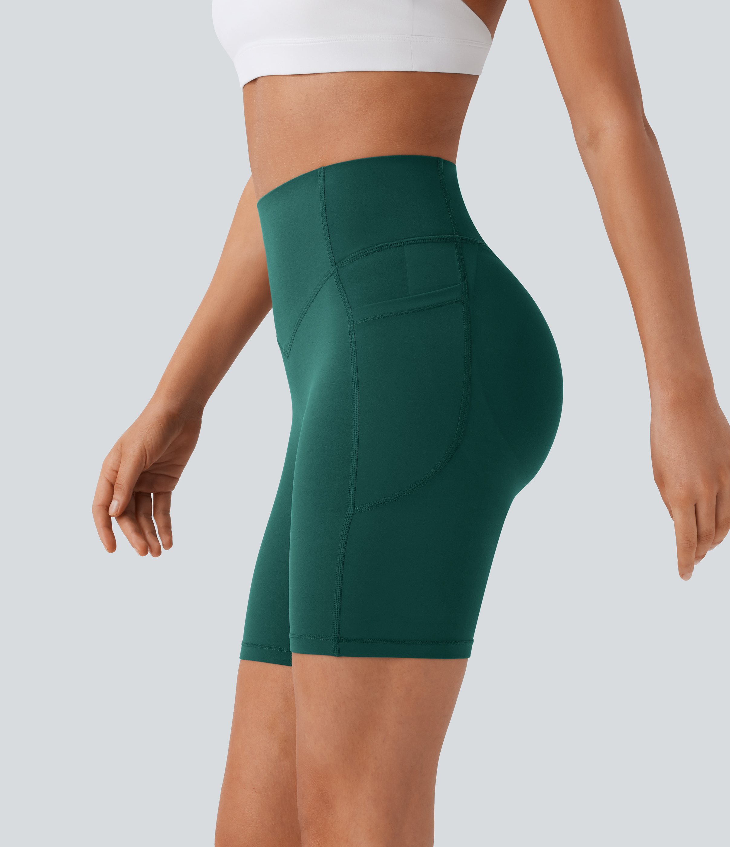 Halara UltraSculpt™ High Waisted Scrunch Butt Lifting Tummy Control Side Pocket Shaping Workout Biker Shorts 7''