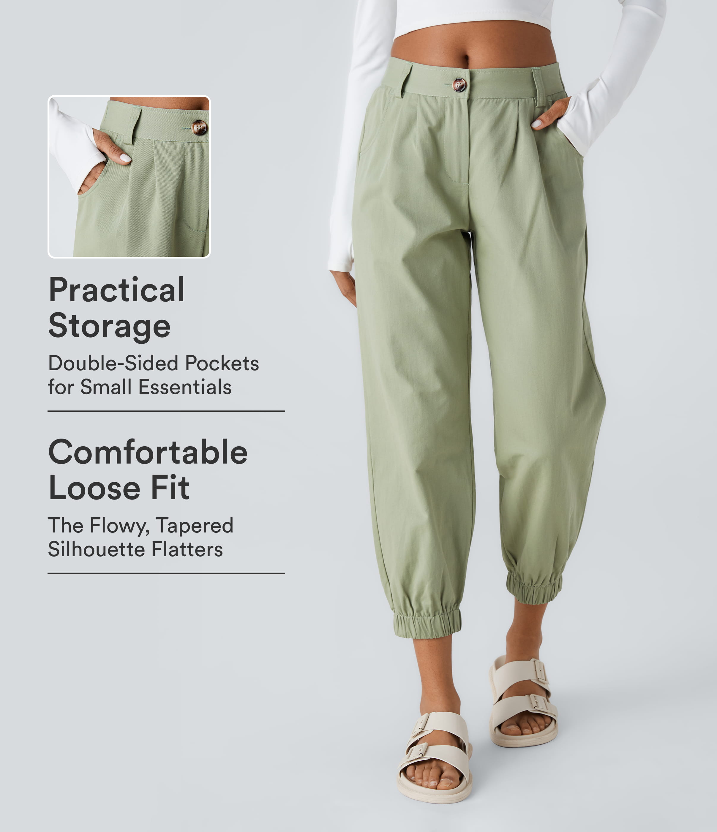 Mid Rise Casual Joggers with Pockets
