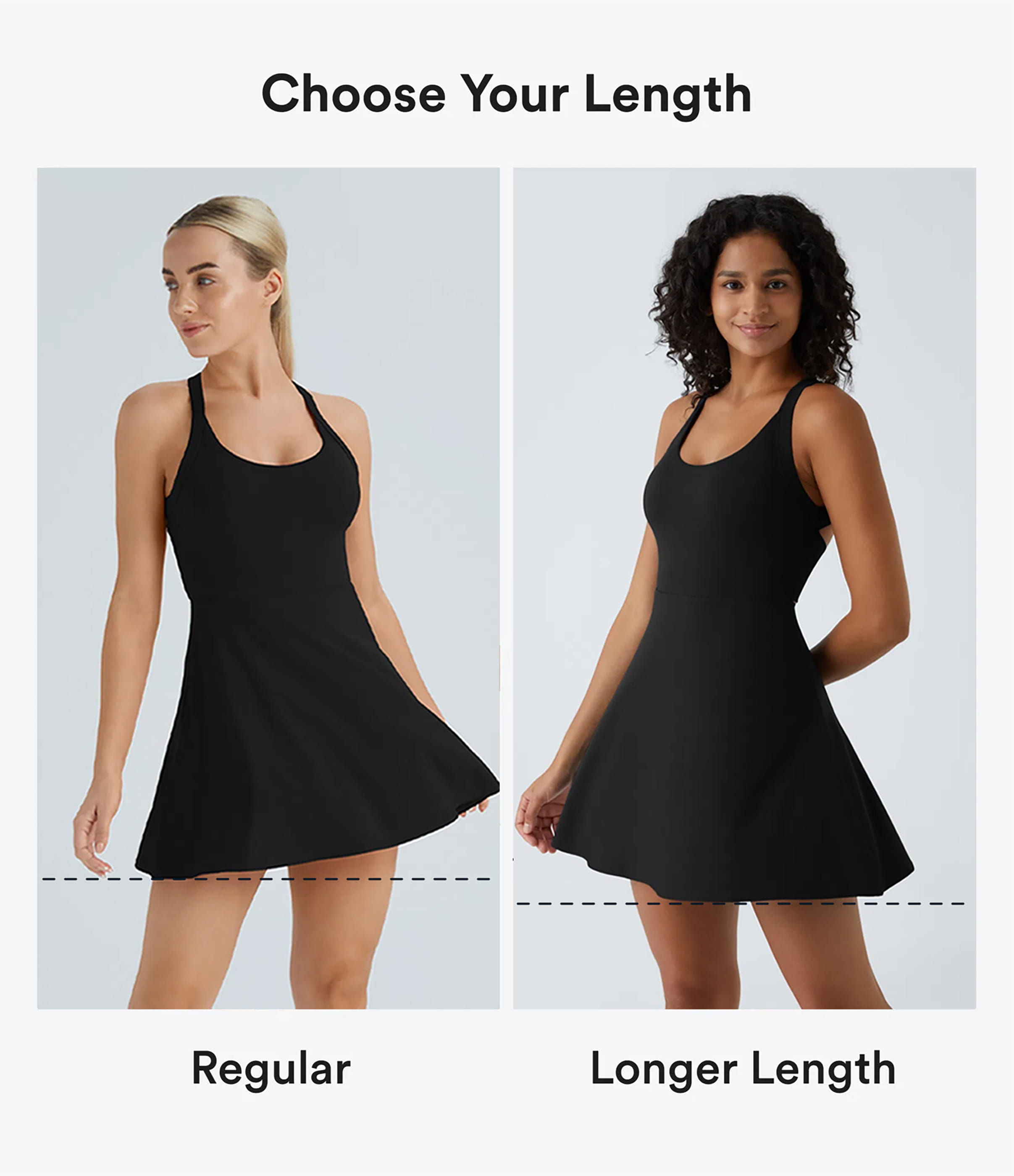 Black Flare Mini Dance Active Dress-Longer Length / 2