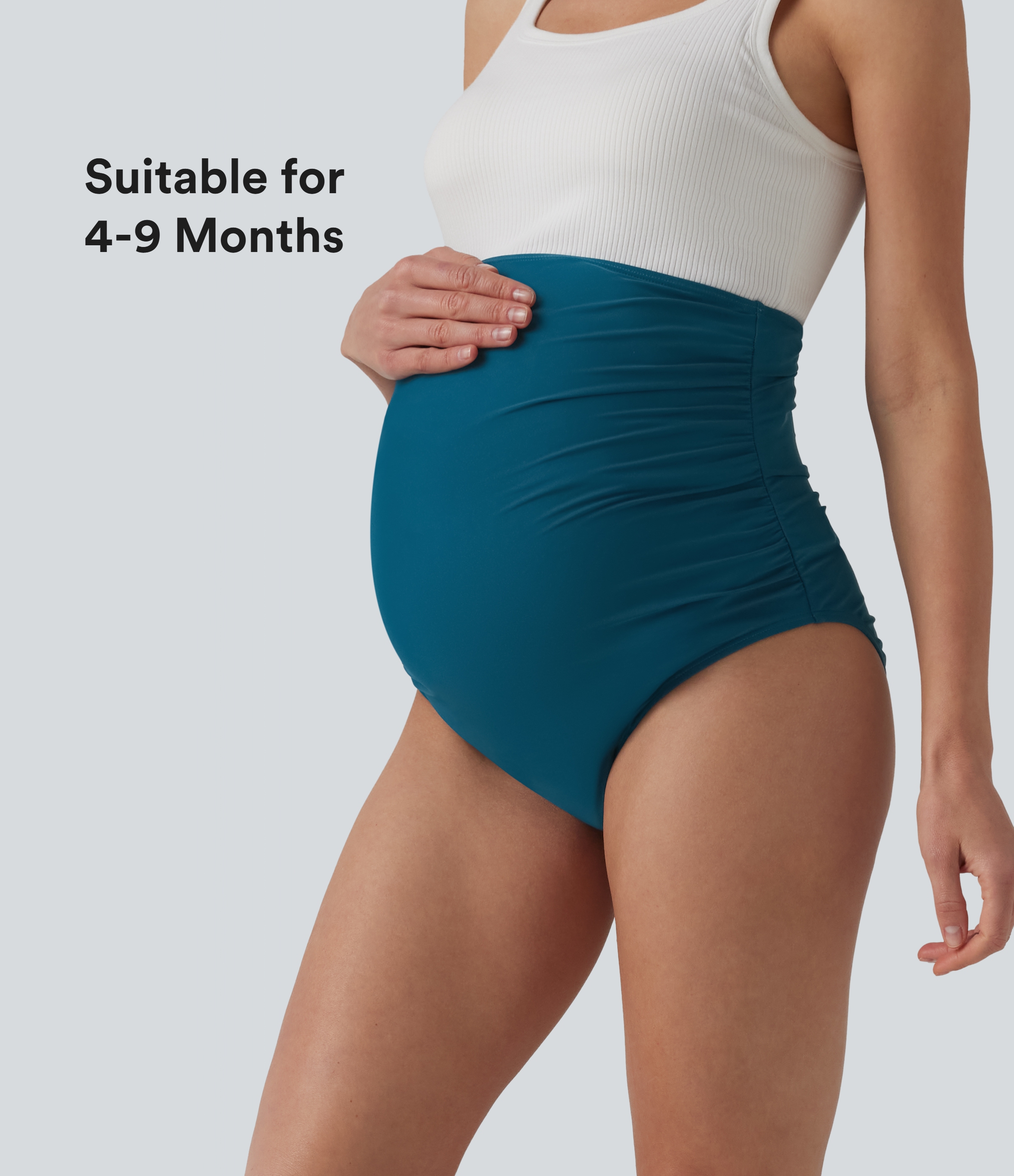 Super High Waisted Ruched Maternity Bikini Bottom Swimsuit