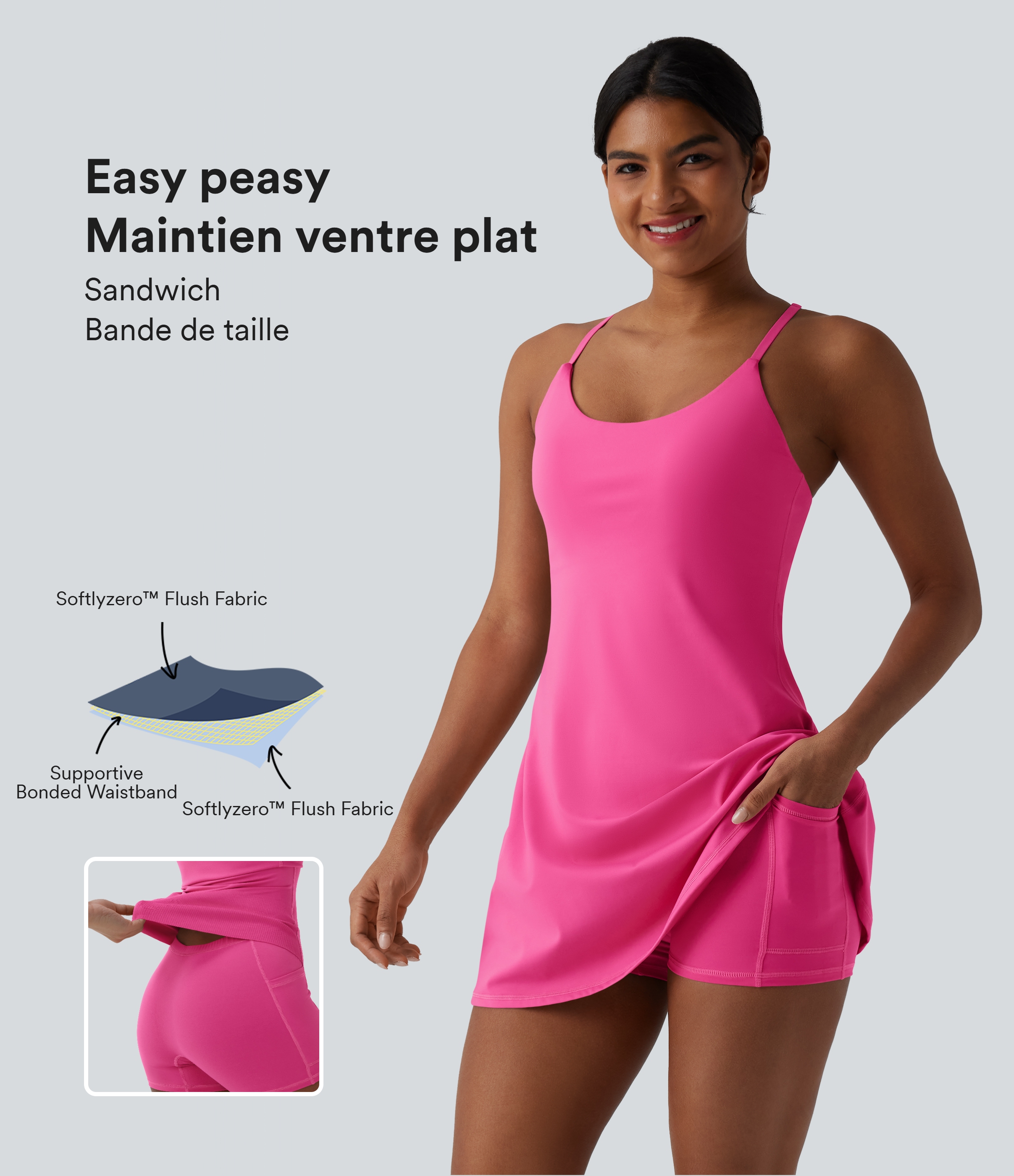 Robe sport SoftlyZero™ Plush ventre plat avec poches – Édition Easy Peasy