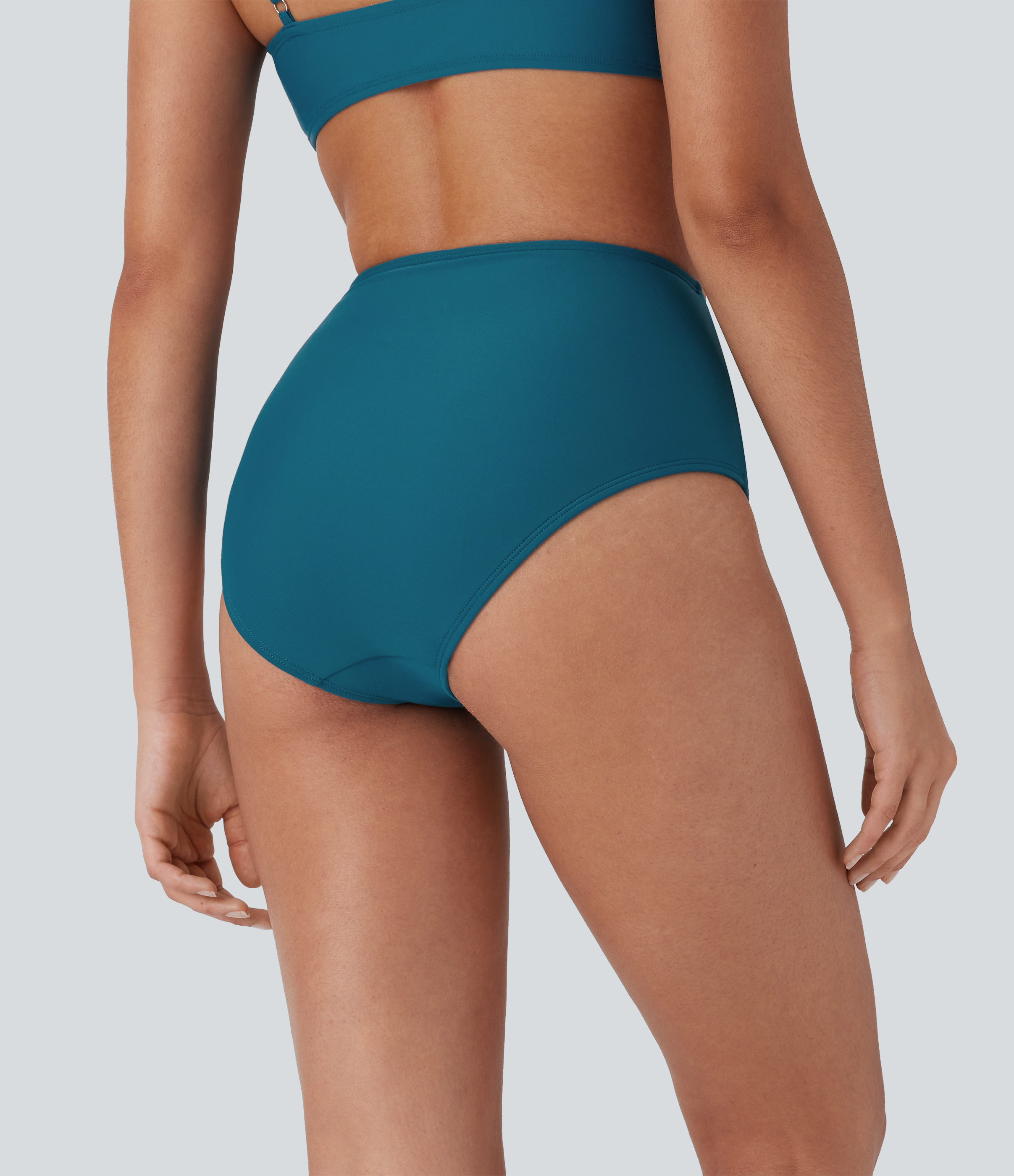 Turkish Tile High Waisted Tummy Control Ruched Bikini Bottom Swimsuit / 2