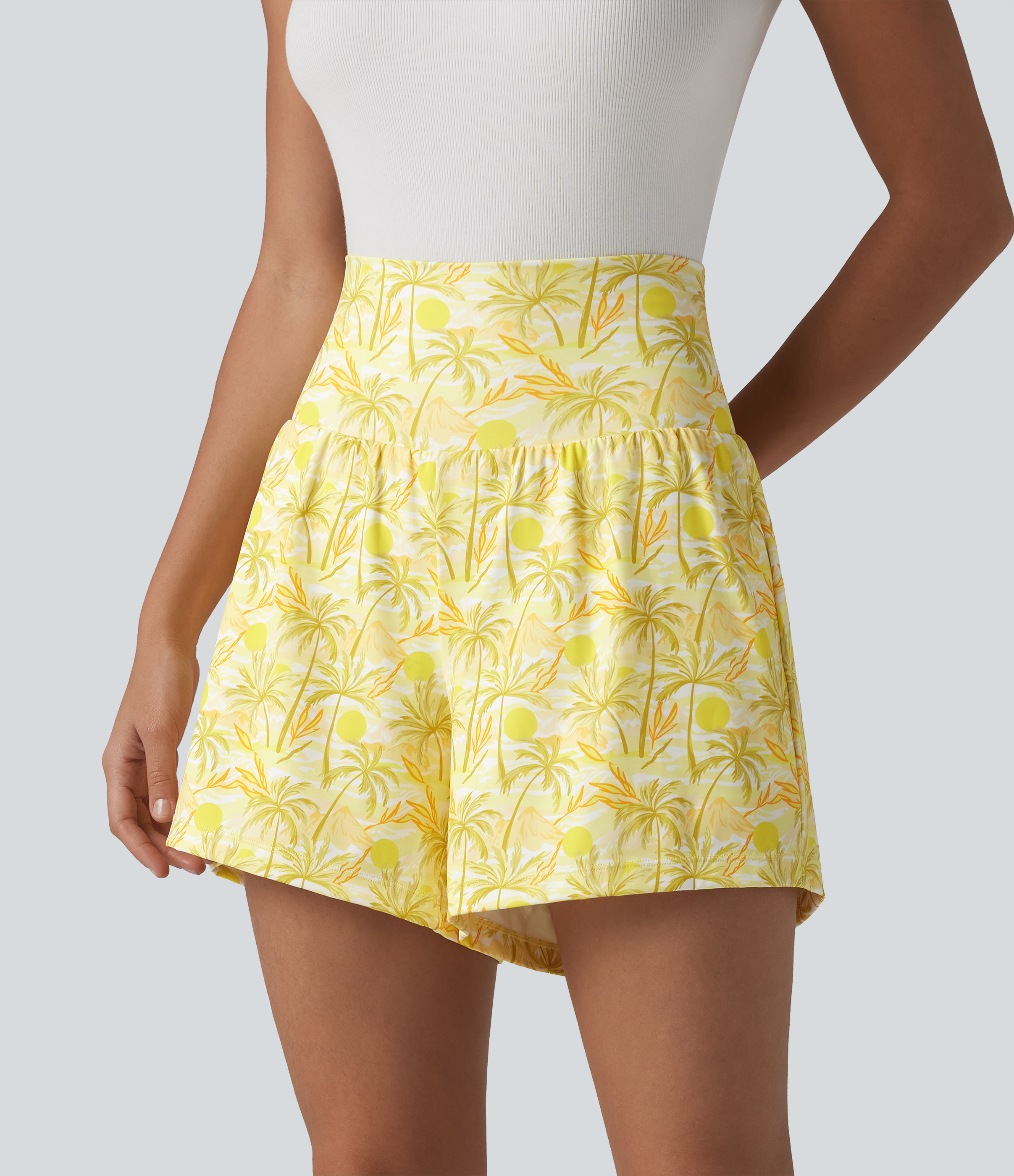 High-Waisted 2-in-1 Hawaii-Shorts 5'' mit Taschen