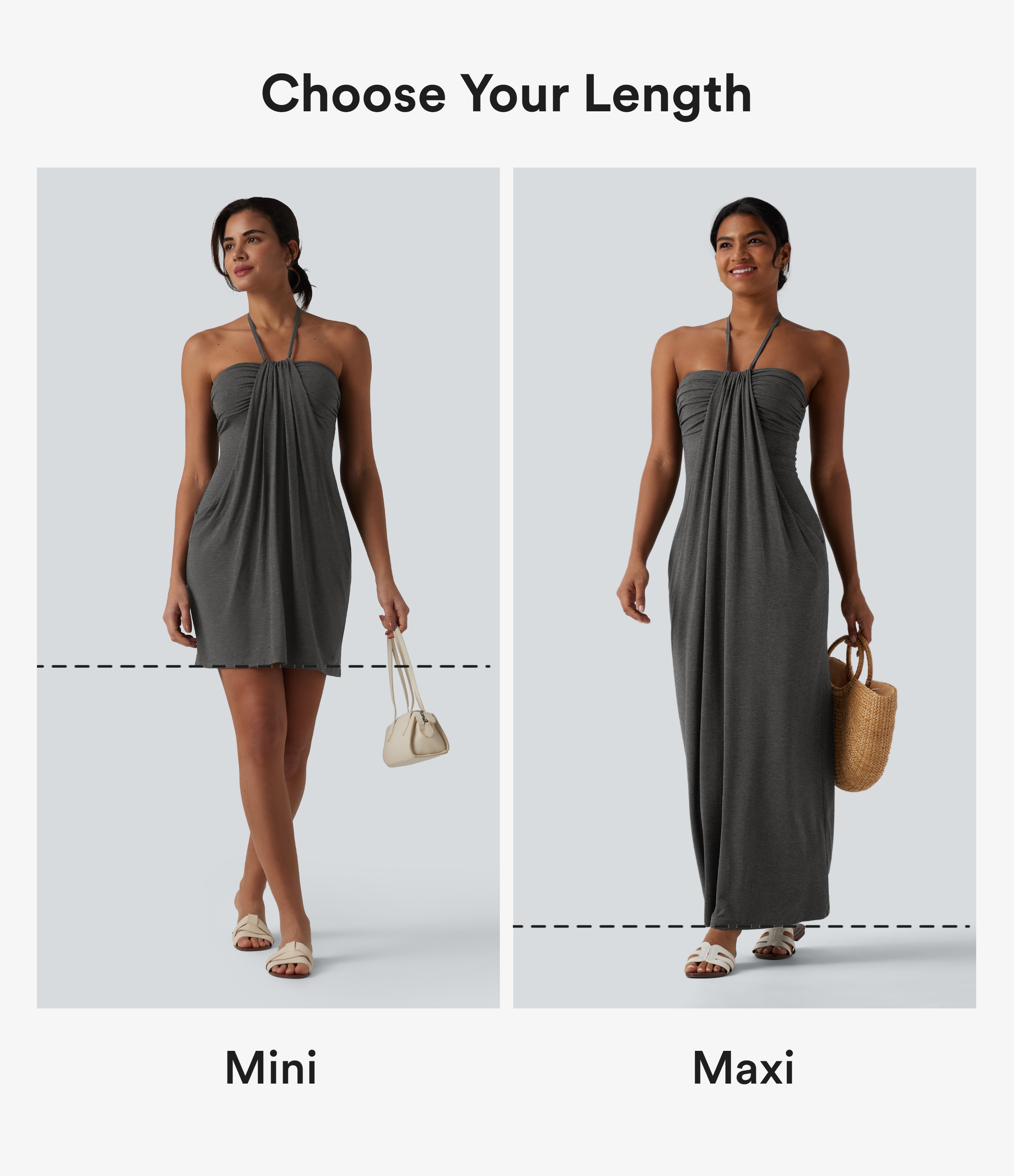 Darl Gray Floral Yarn Halter Tie Back Maxi Dress with Pockets / 2