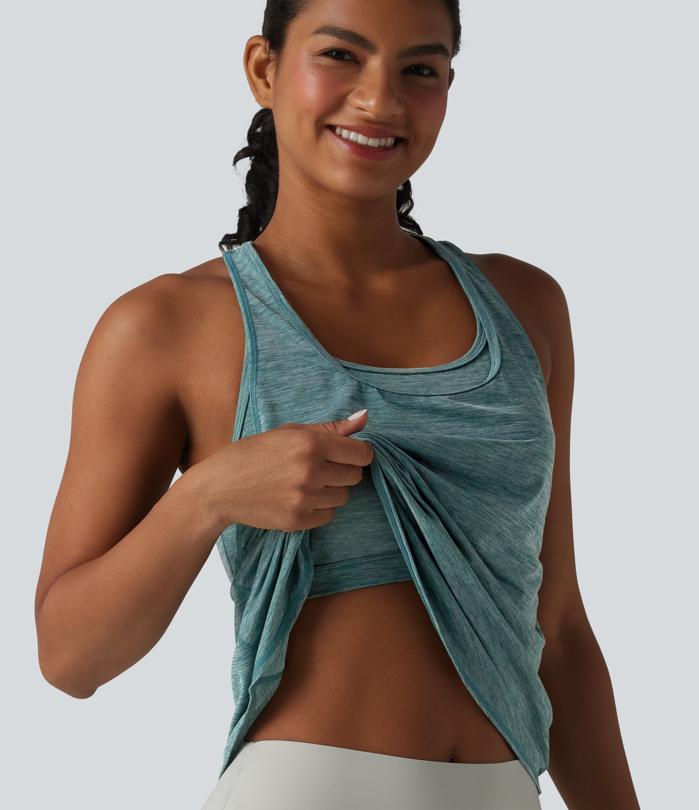 U Neck Built-in Bra Racerback Workout Tank Top