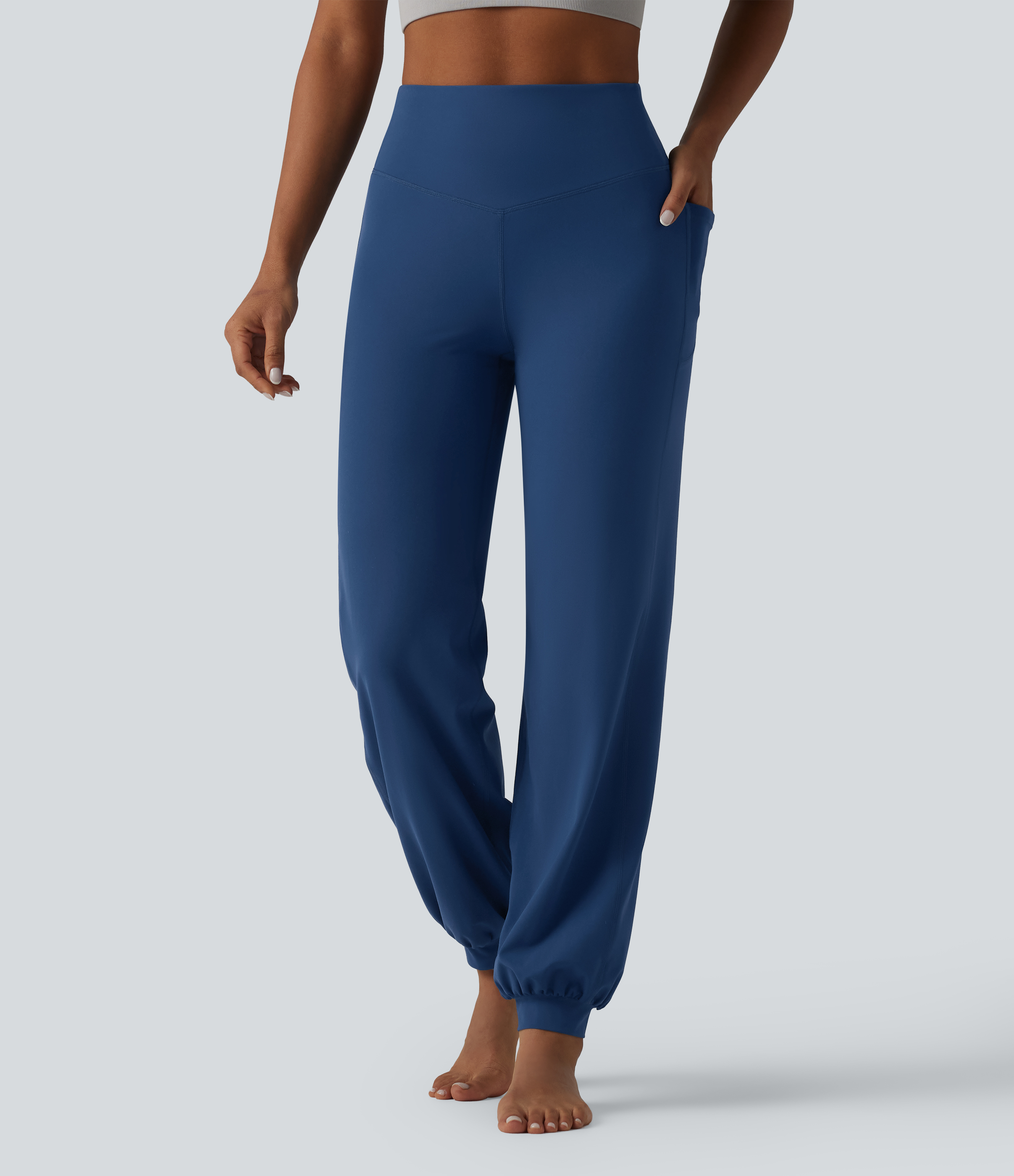 Navy Peony Halara Ultrasculpt™ ψηλόμεσοι balloon joggers για χορό με σύσφιξη στην κοιλιά και τσέπες / 2