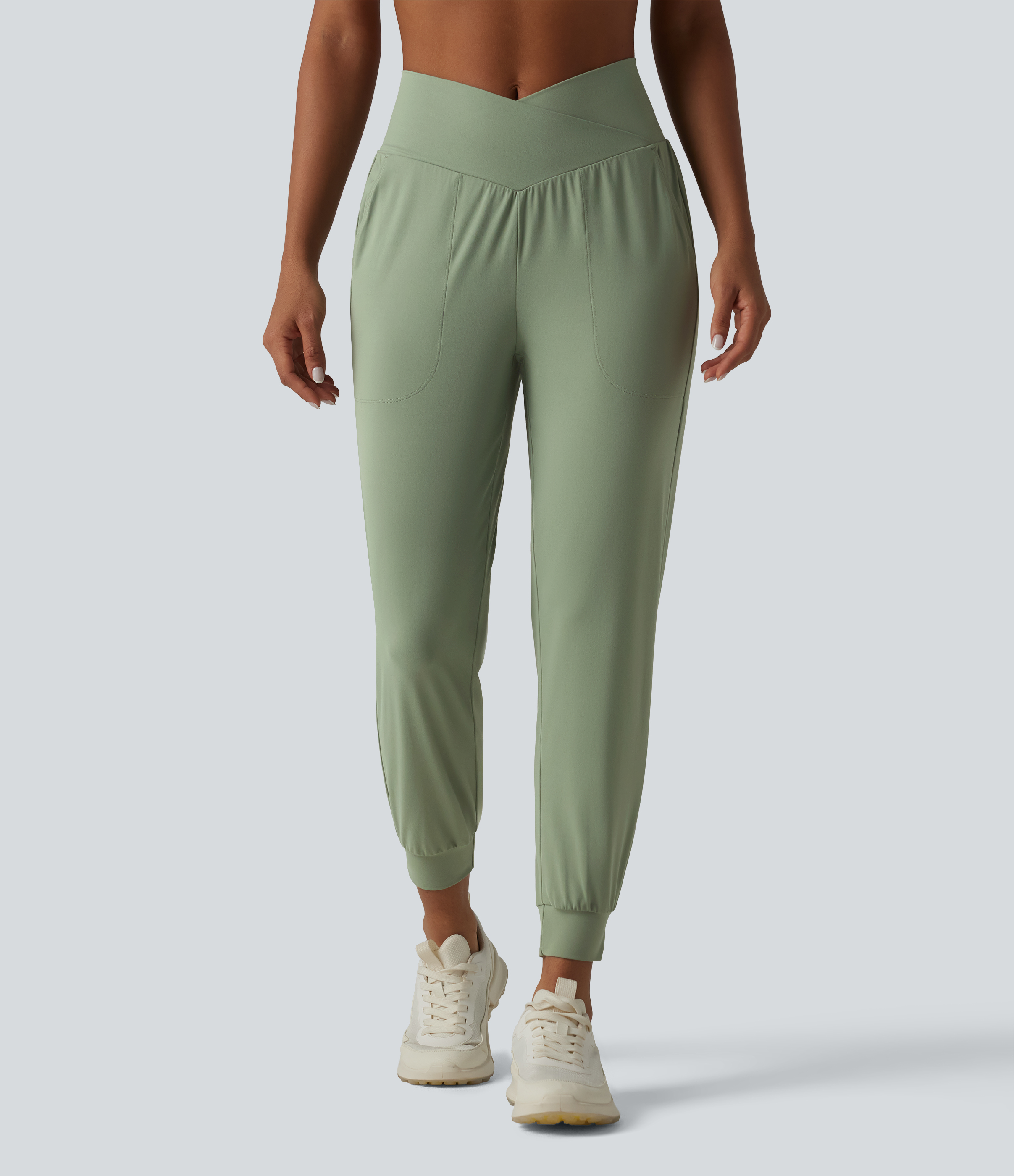 SoftlyZero™ High Waisted Crossover Tapered Yoga Joggers with Pockets-UPF50+