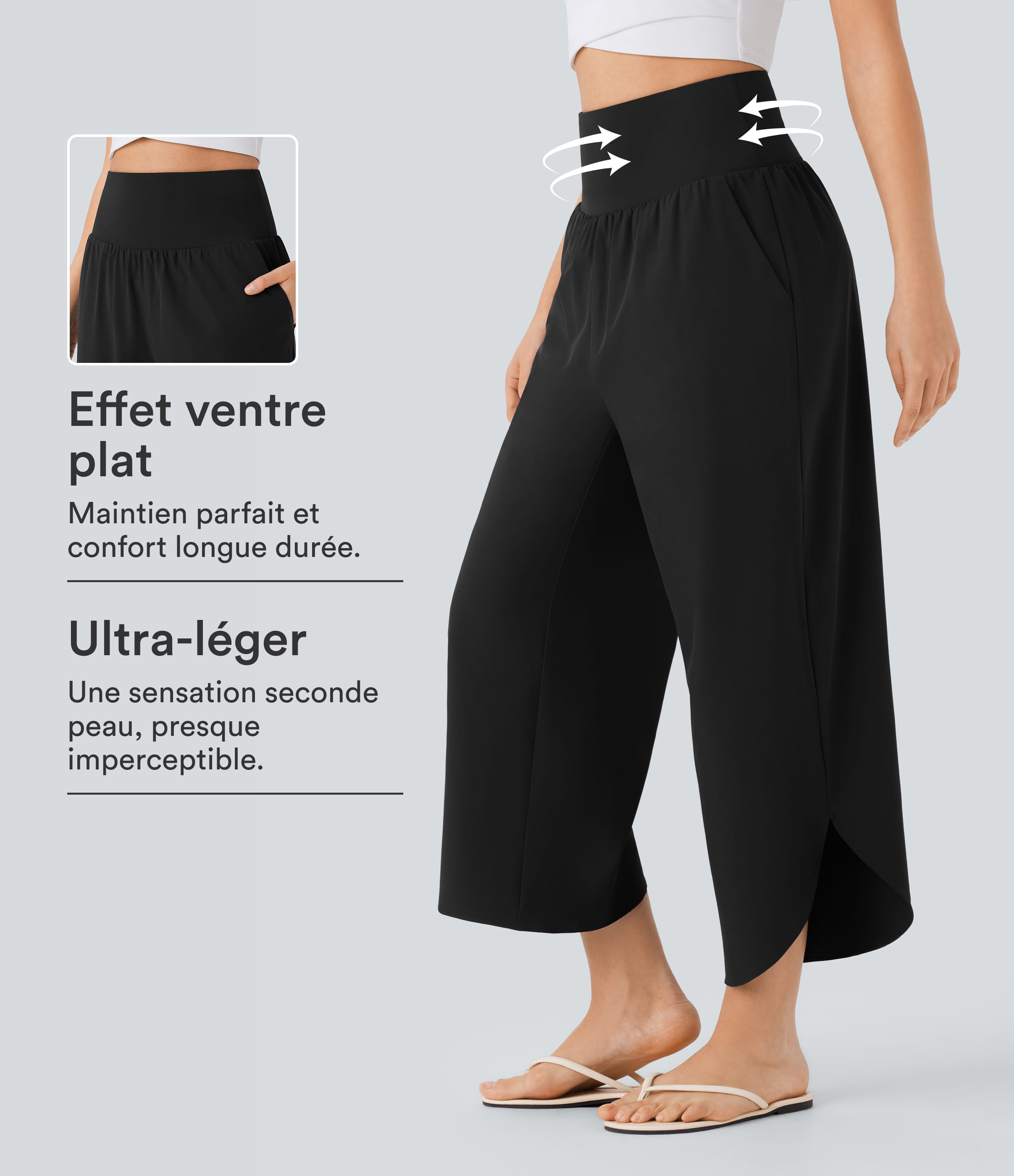 Pantalon fluide resort Breezeful™ à séchage rapide, coupe fendue et effet ventre plat